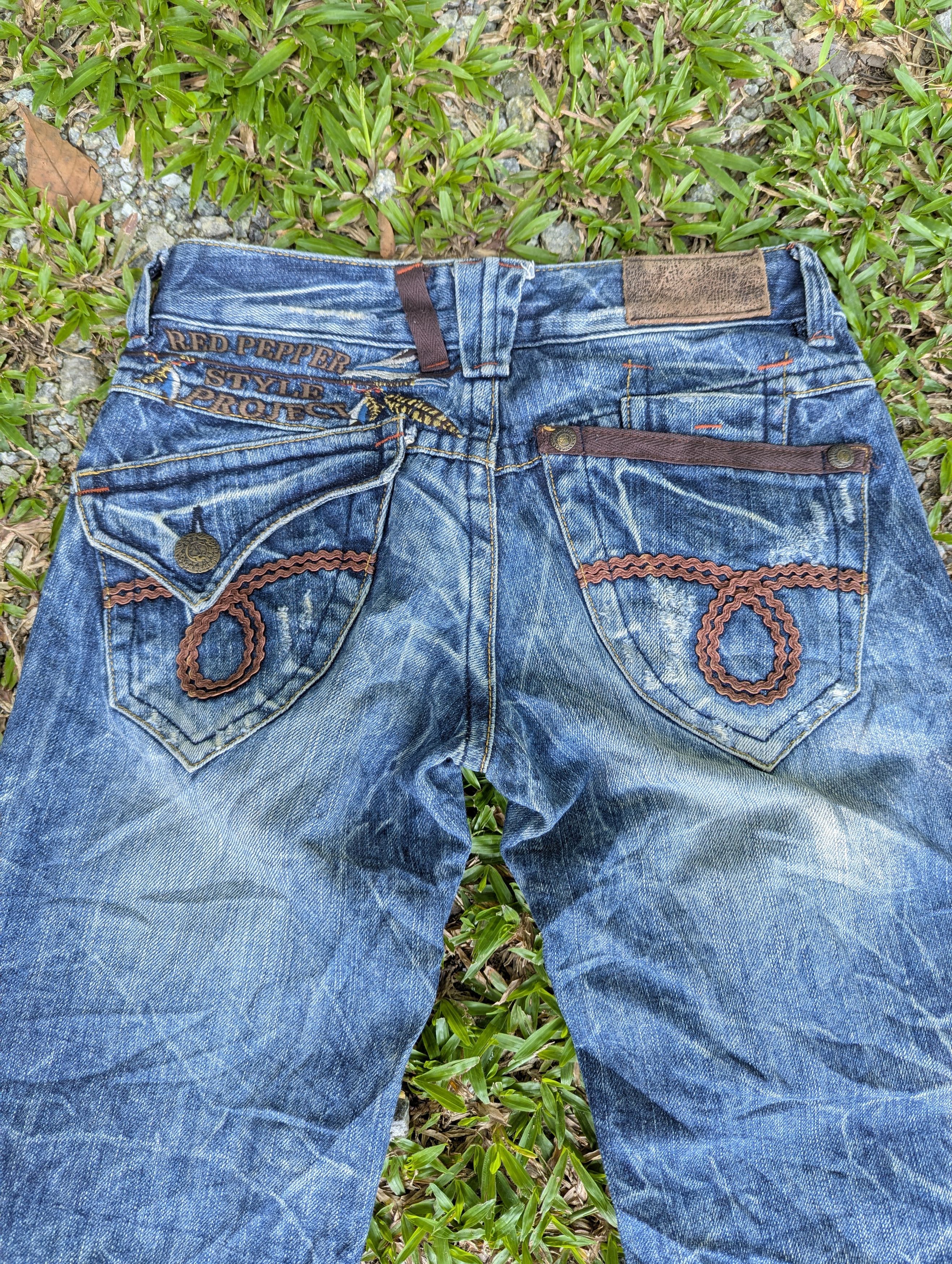 Seditionaries FLARE Red Pepper Jeans Ribbon Embroidery Punk Design Size 29" - 1 Thumbnail