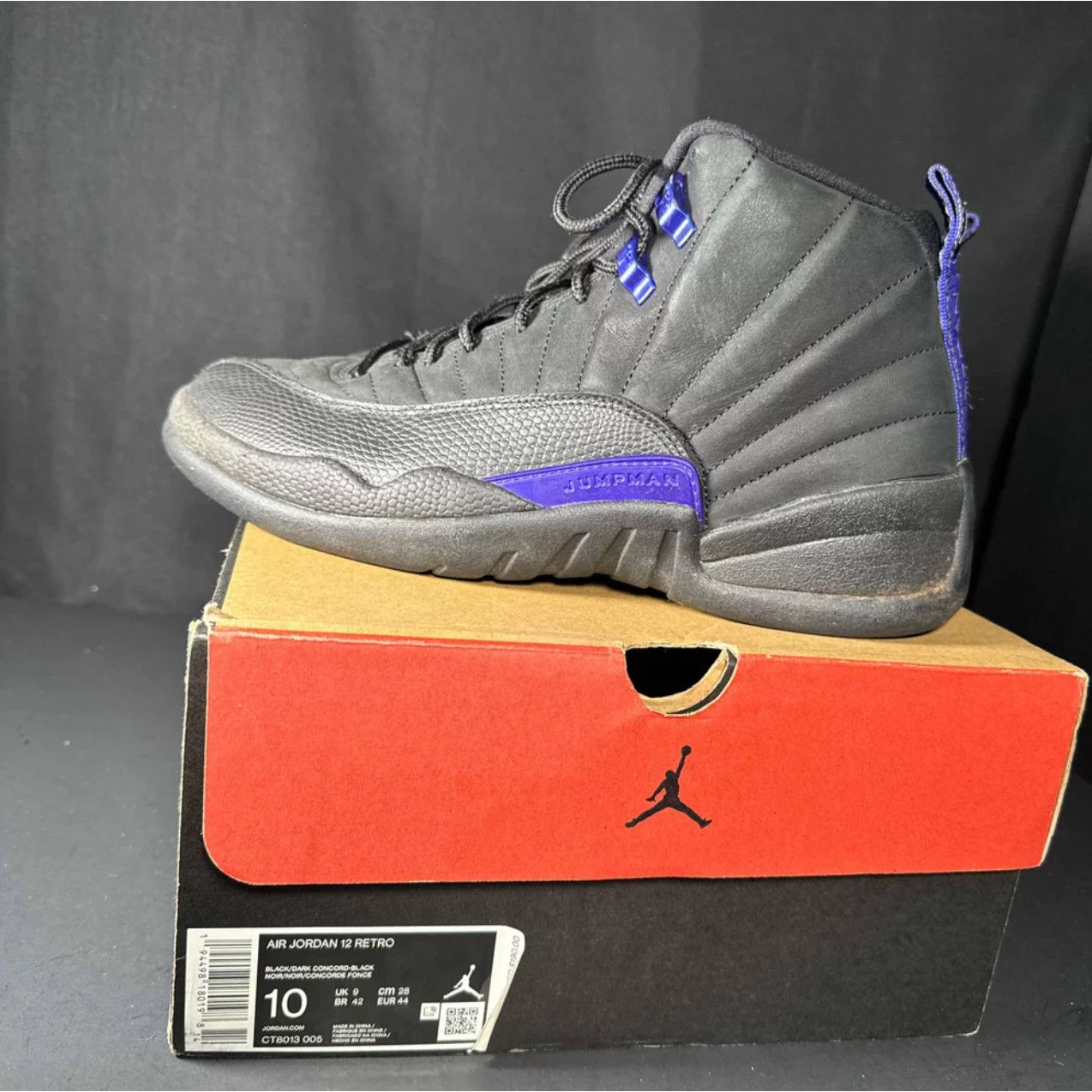 image of Air Jordan 12 Retro 'dark Concord' Mens Sneakers Size 10 in Black