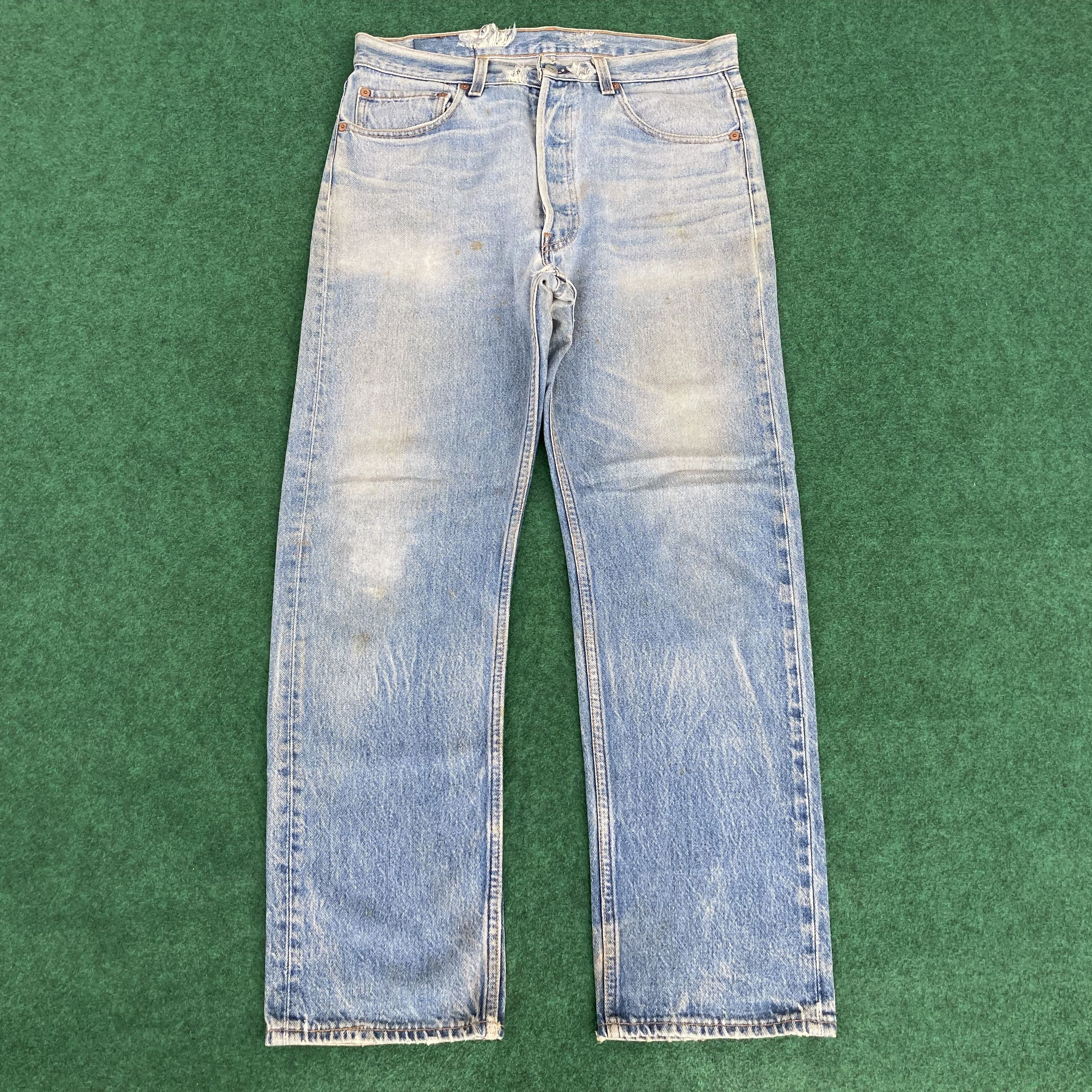 Levi's × Vintage Vtg Levis 501xx Faded Blue Sz 33 Punk Grunge Jeans Size US 33 - 1 Thumbnail