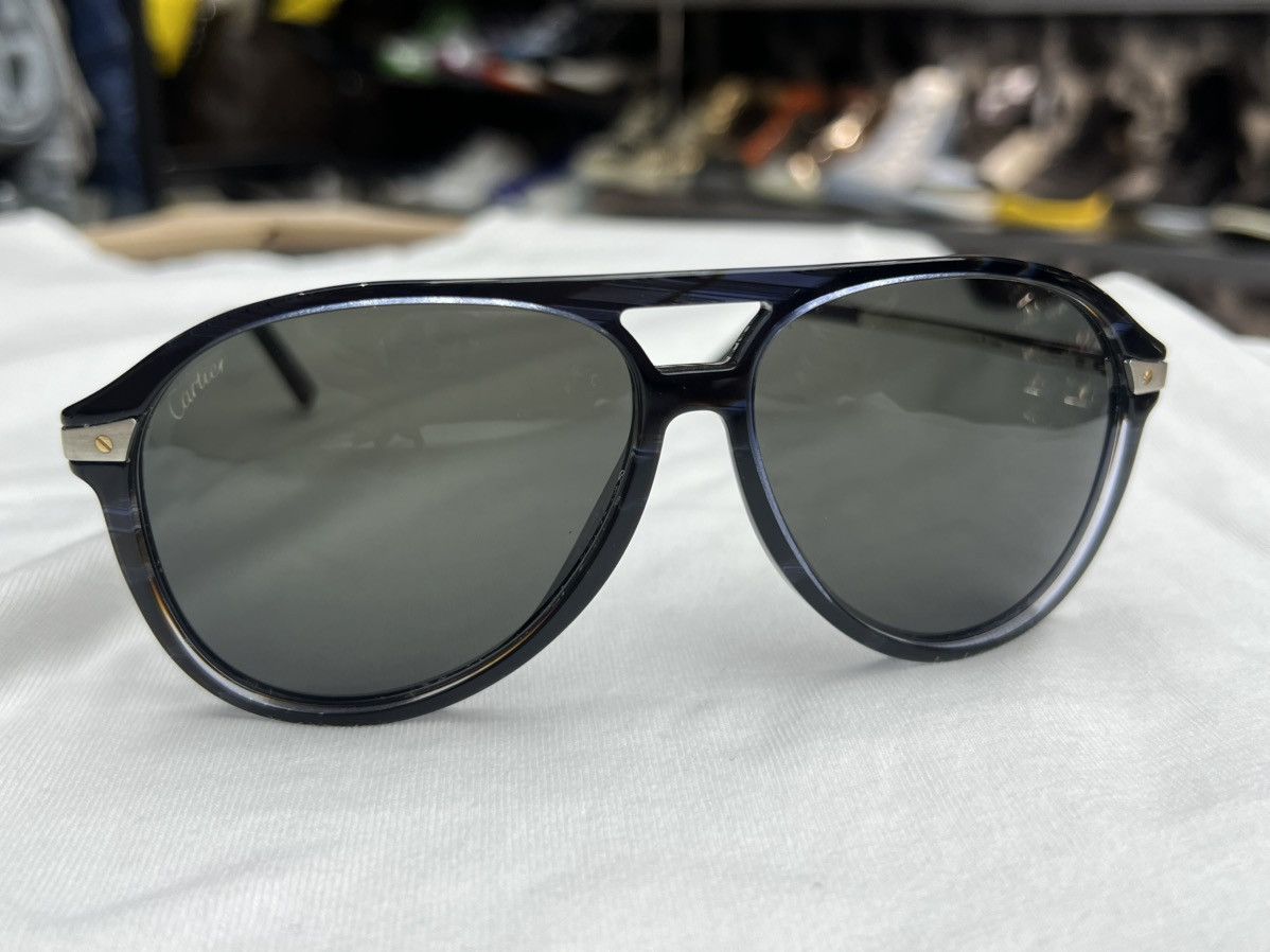Cartier Cartier Santos de Blue Pilot Sunglasses Size ONE SIZE - 3 Thumbnail
