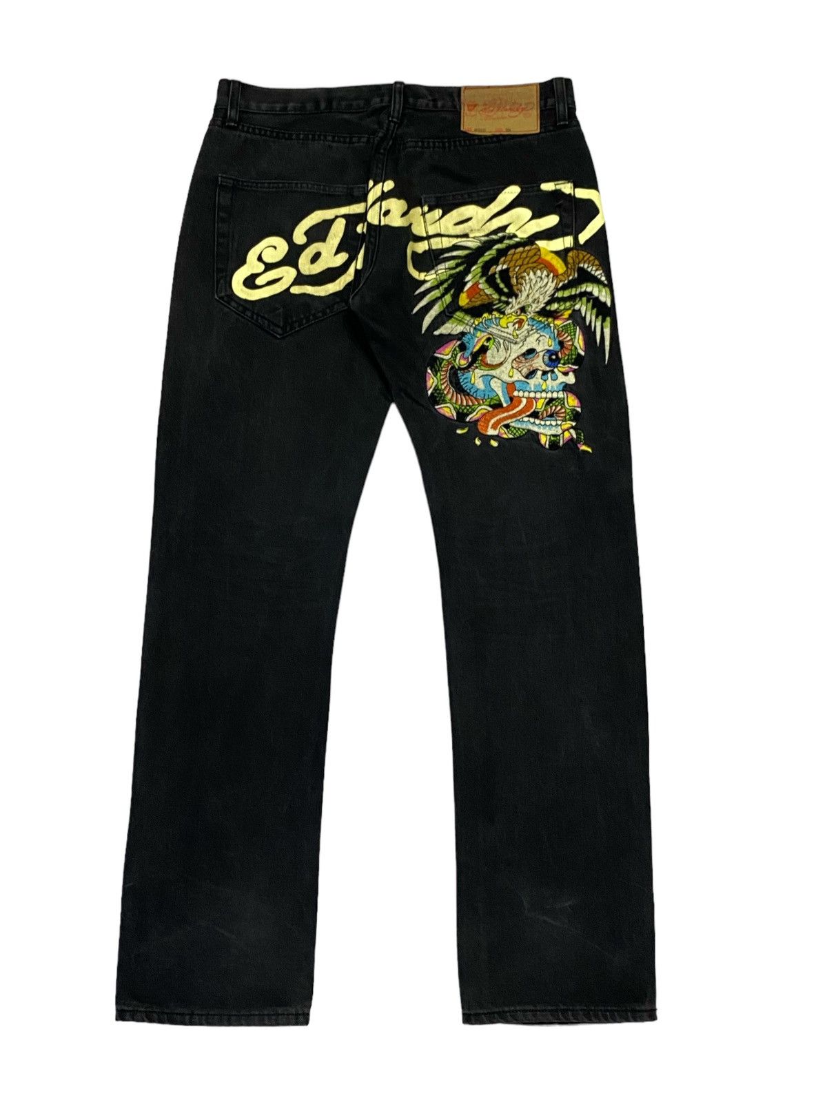 Christian Audigier × Ed Hardy Ed Hardy By Christian Audigier 2010 Embroidered Denim Pants Size US 32 / EU 48 - 3 Thumbnail