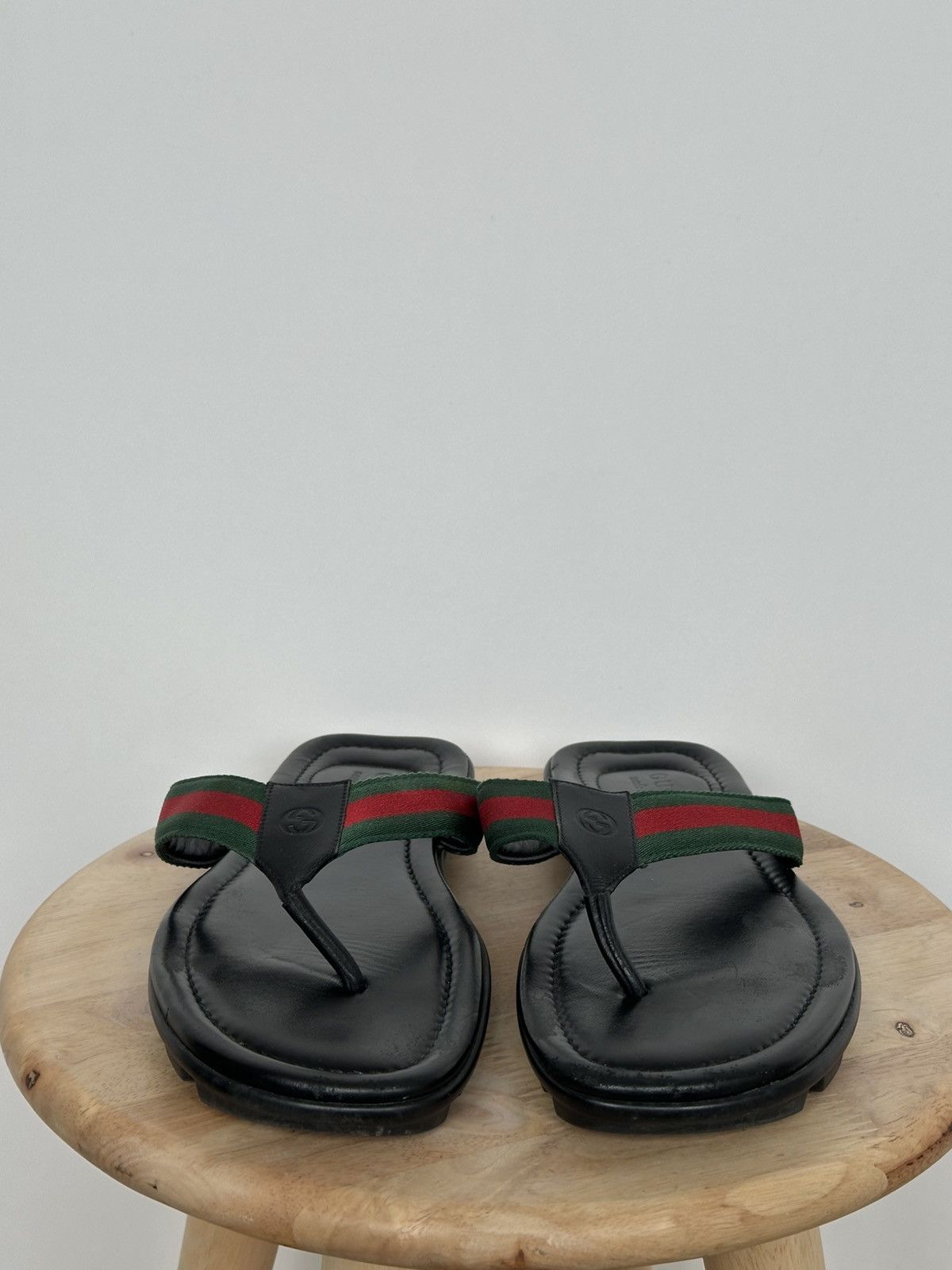 Gucci Gucci Black Leather Web Trimm Stripe Sandals interlocking Size US 10 / IT 40 - 3 Thumbnail