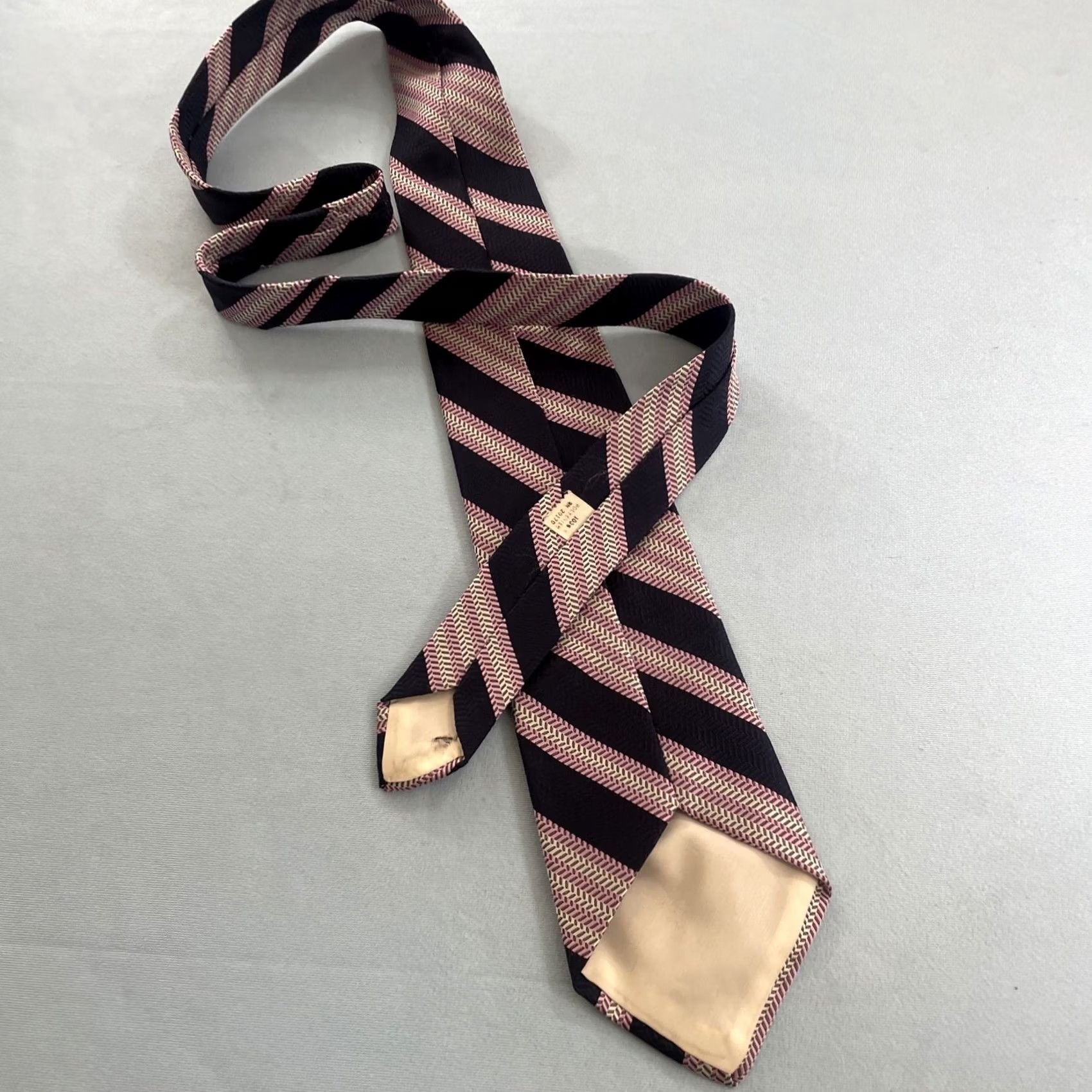 Pinko VINTAGE NeckTie Pink Blue Repp Stripe Polyester Thick Woven Retro Disco 70s Wide 4x56 Mens Size ONE SIZE - 5 Thumbnail