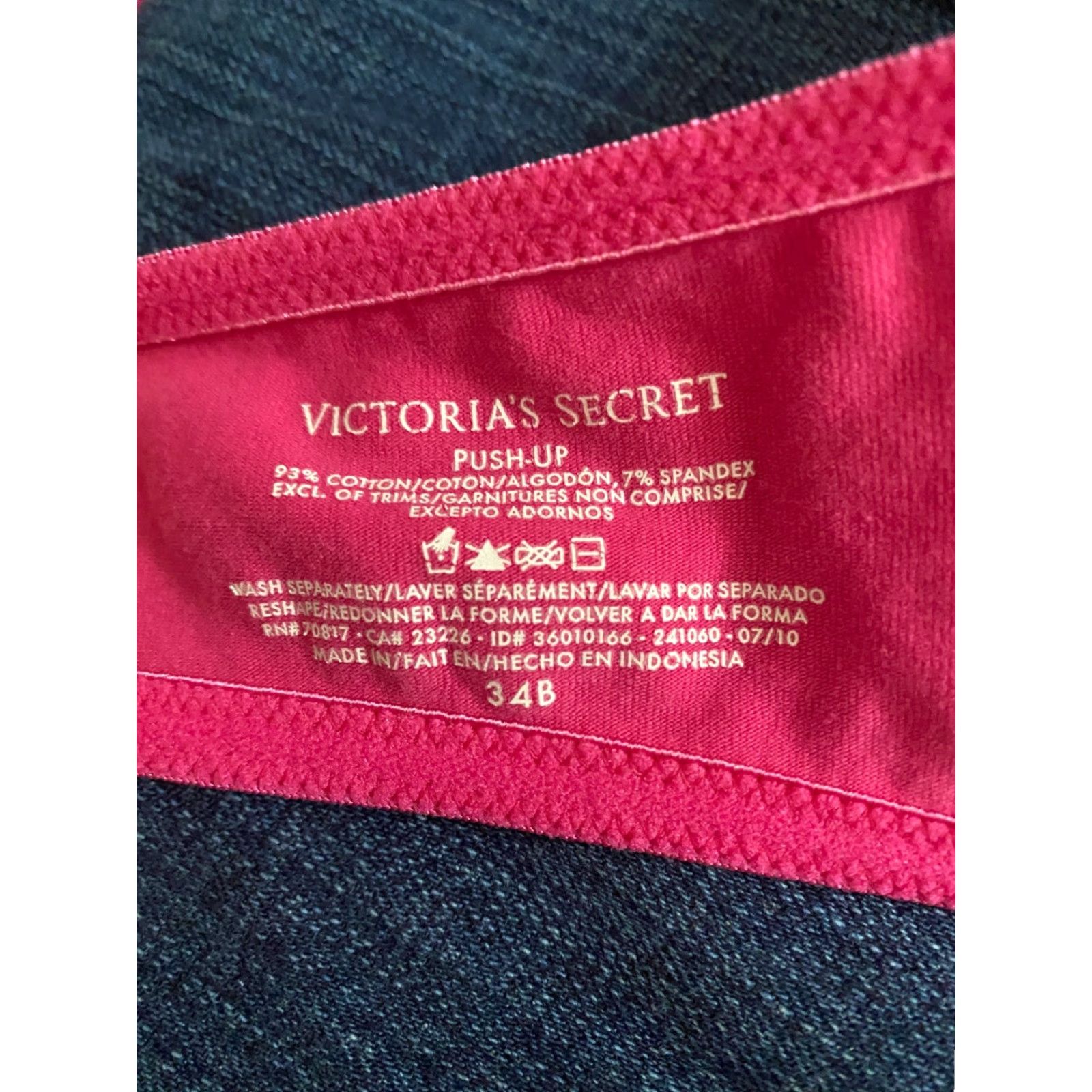 Victoria's Secret Victoria's Secret Bra Push Up 34B Pink Womens Underwired Dream Angel 34B Push Up Bra Pink Size ONE SIZE - 3 Thumbnail