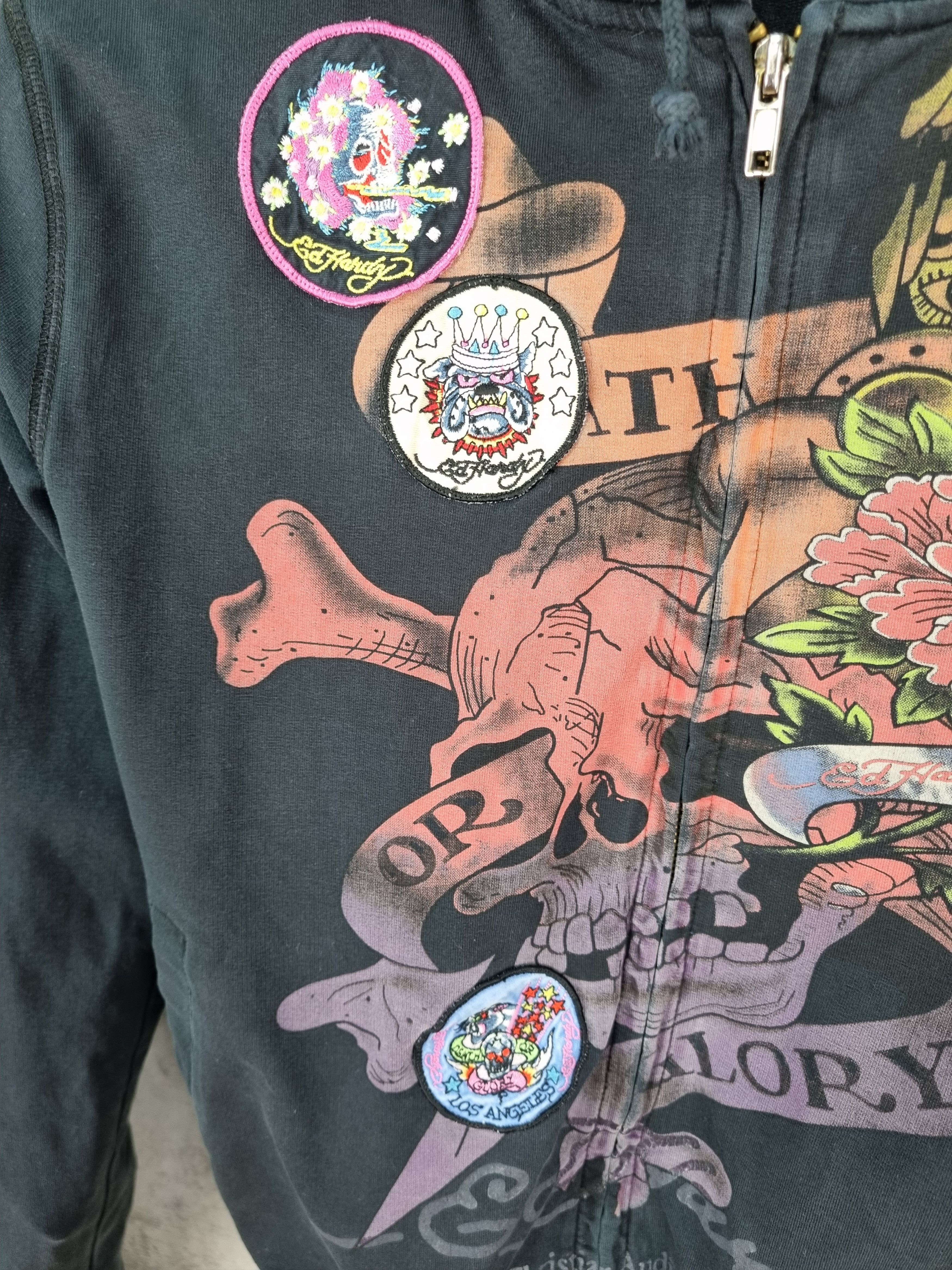 Christian Audigier × Ed Hardy Ed Hardy Embroidered Patches Faded Zipped Hoodie Size L / US 10 / IT 46 - 10 Thumbnail
