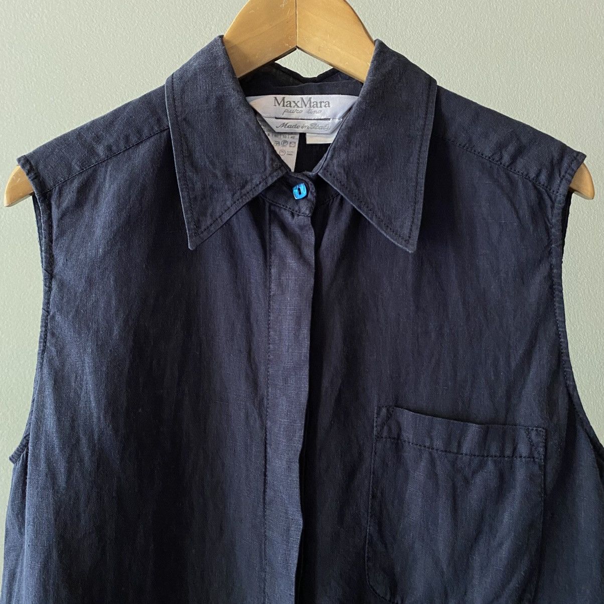 Max Mara MAX MARA Black Sleeveless Button-Up Shirt Size M / US 6-8 / IT 42-44 - 18 Thumbnail