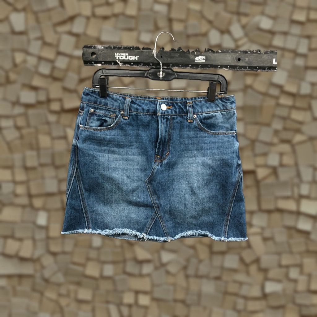 Vintage Kensie Jeans Skirt Womens 6 Blue Denim Midi Straight & Pencil Zip Built in Shorts Stretch Casual All Seasons Size 28" / US 6 / IT 42 - 1 Thumbnail