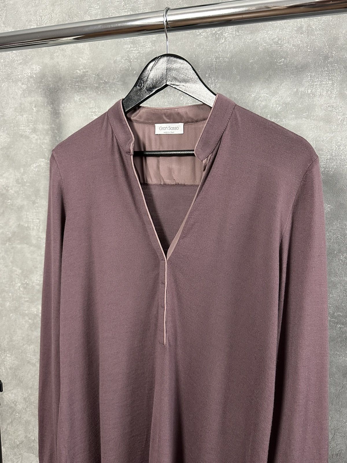 Gran Sasso Gran Sasso Made in Italy V-Neck Silk Details Wool Sweater Size XL / US 12-14 / IT 48-50 - 2 Thumbnail