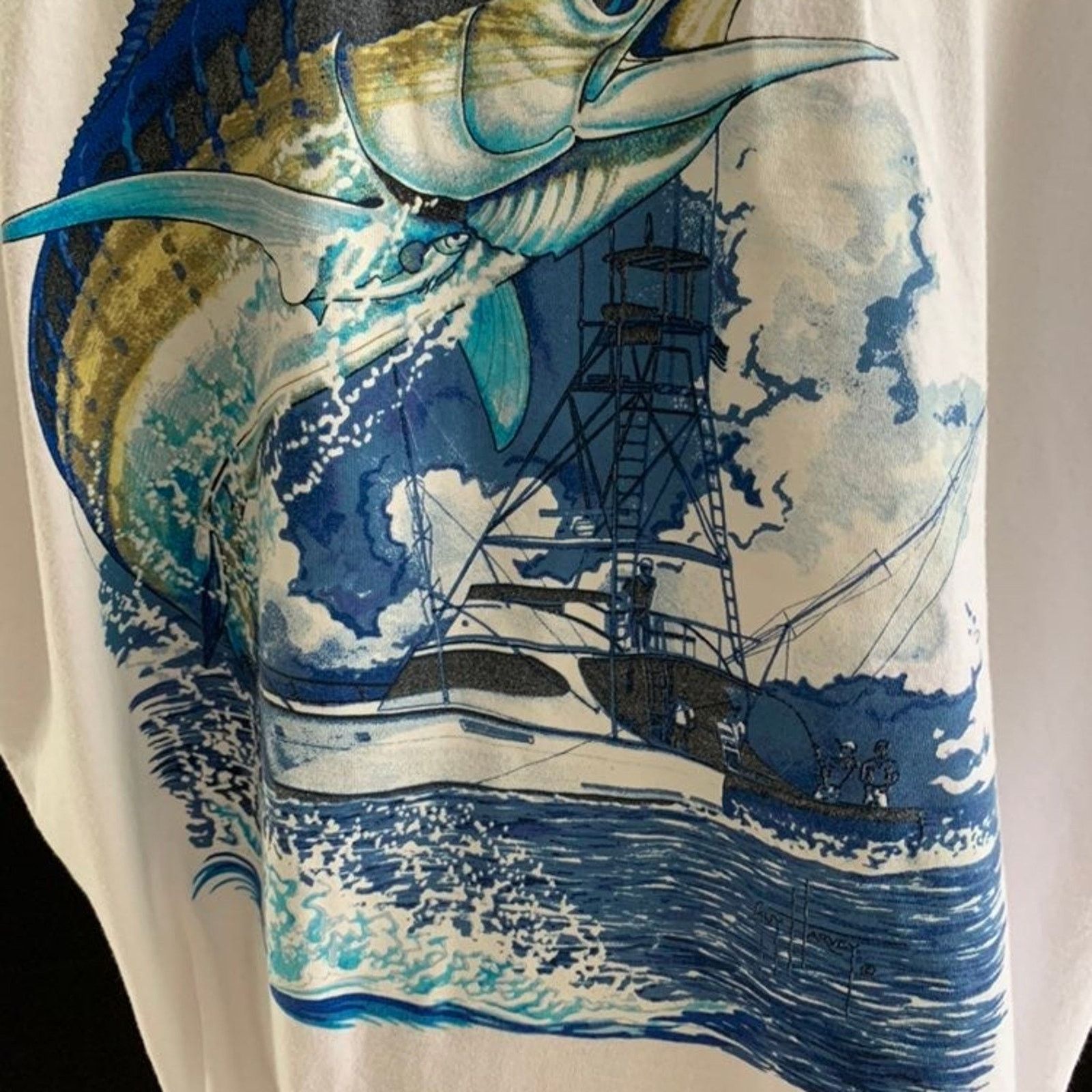 Guy Harvey Guy Harvey Men's Sz 2XL Shirt Cut Off White Swordfish Sport Size US XXL / EU 58 / 5 - 5 Thumbnail