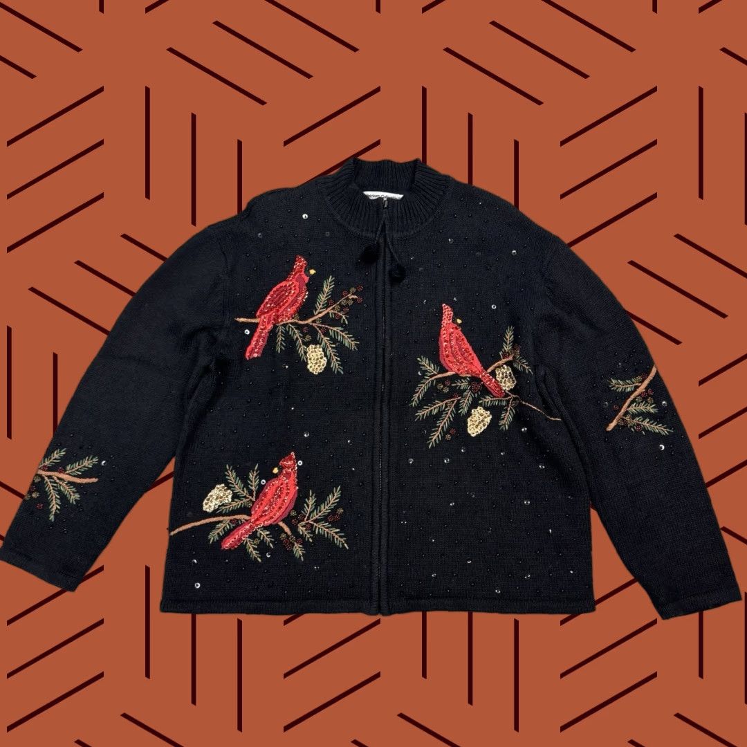 Vintage VINTAGE Heirloom Collectibles Christmas 2004 Sequin Cardinal Cardigan XL Black Womens Size XL / US 12-14 / IT 48-50 - 1 Thumbnail