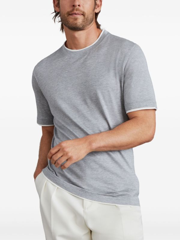 Brunello Cucinelli Brunello Cucinelli Layered Crew-neck Tshirt Gray Size US XS / EU 42 / 0 - 1 Thumbnail