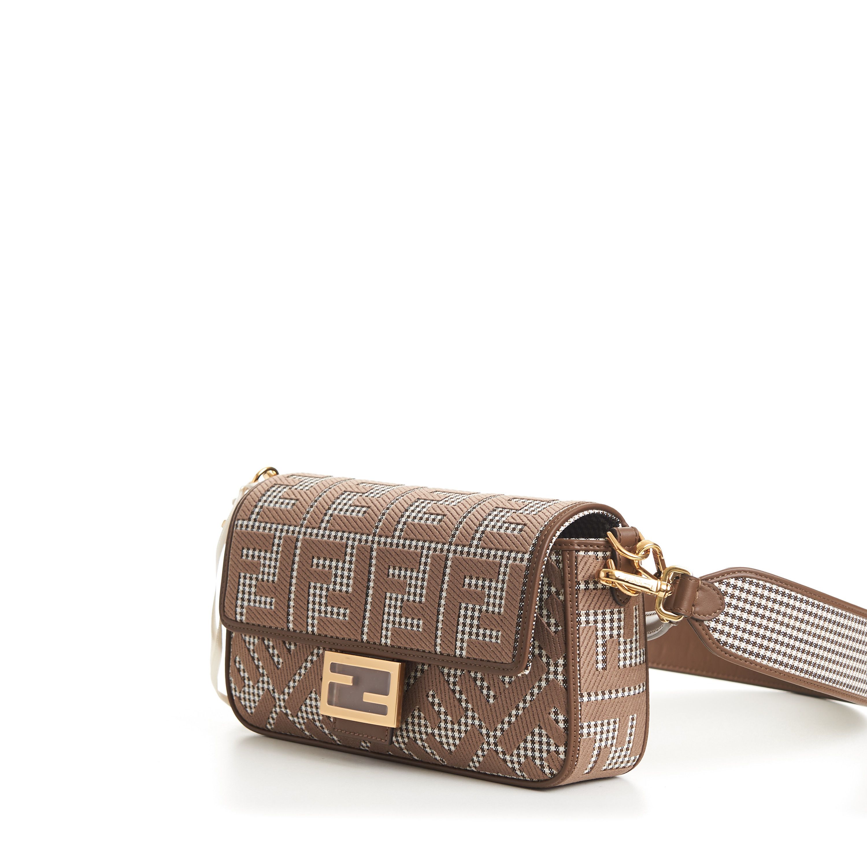 Fendi Medium Baguette - Brown Houndstooth Wool Bag Size ONE SIZE - 11 Thumbnail