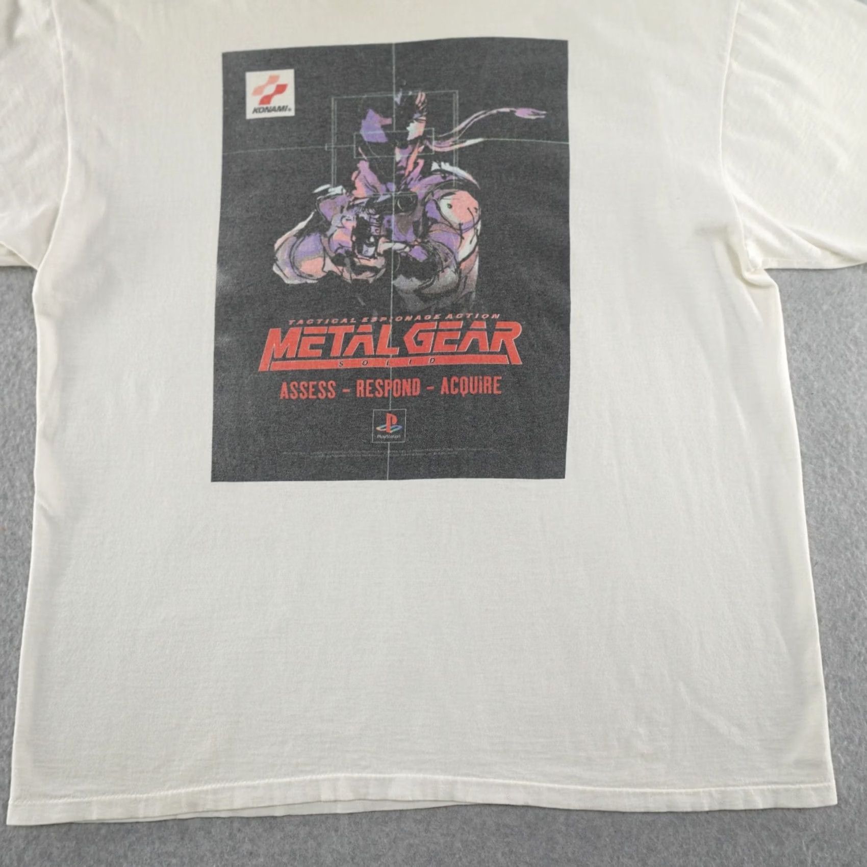 Vintage VINTAGE Power Pro Oneita Nike? Metal Gear Solid Mens XL T-Shirt White 23X28 1998 Shirts Mens XL White Metal Game Shirt Size US XL / EU 56 / 4 - 7 Thumbnail