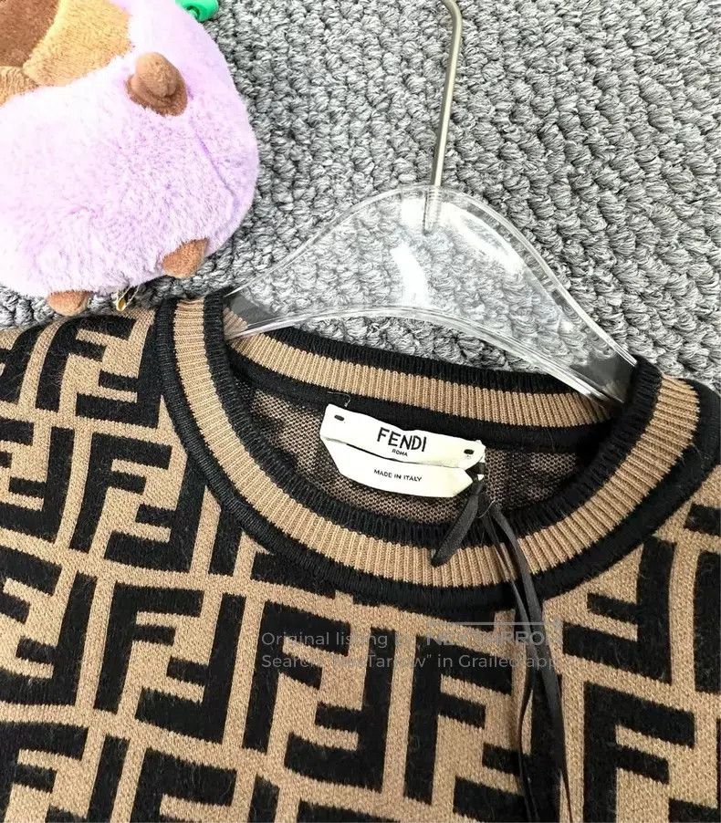 Fendi Fendi Brown Monogrammed Logo Knit Short Sleeve Size XXS / US 00 / IT 34 - 3 Thumbnail