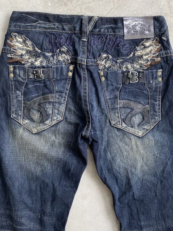 14th Addiction FLARE Red Pepper Japan Patch Wings Jeans Size US 32 / EU 48 - 6 Thumbnail