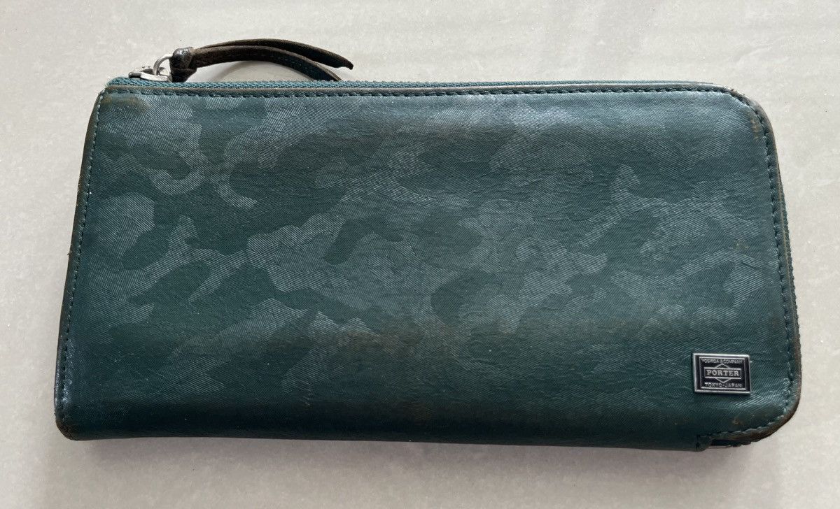 Porter × Sacai sacai x Porter Leather Navy Bifold Zipper Wallet