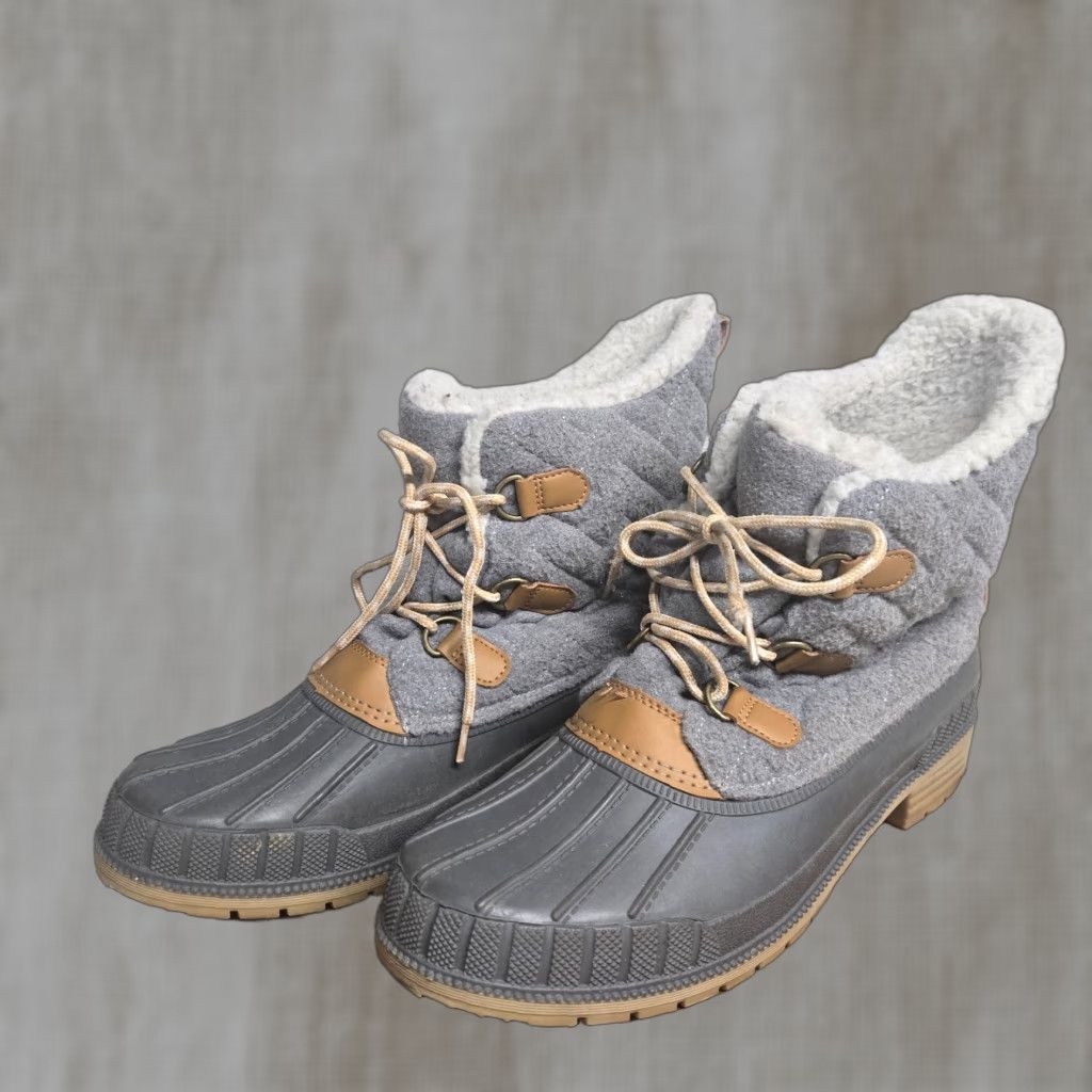 Vintage Time & True Gray Duck Boots Fleece Lining Quilted Uppers Women 11 Boots Duck Theme Quilted Lining WMTT41CJ407 Size L / US 10 / IT 46 - 1 Thumbnail