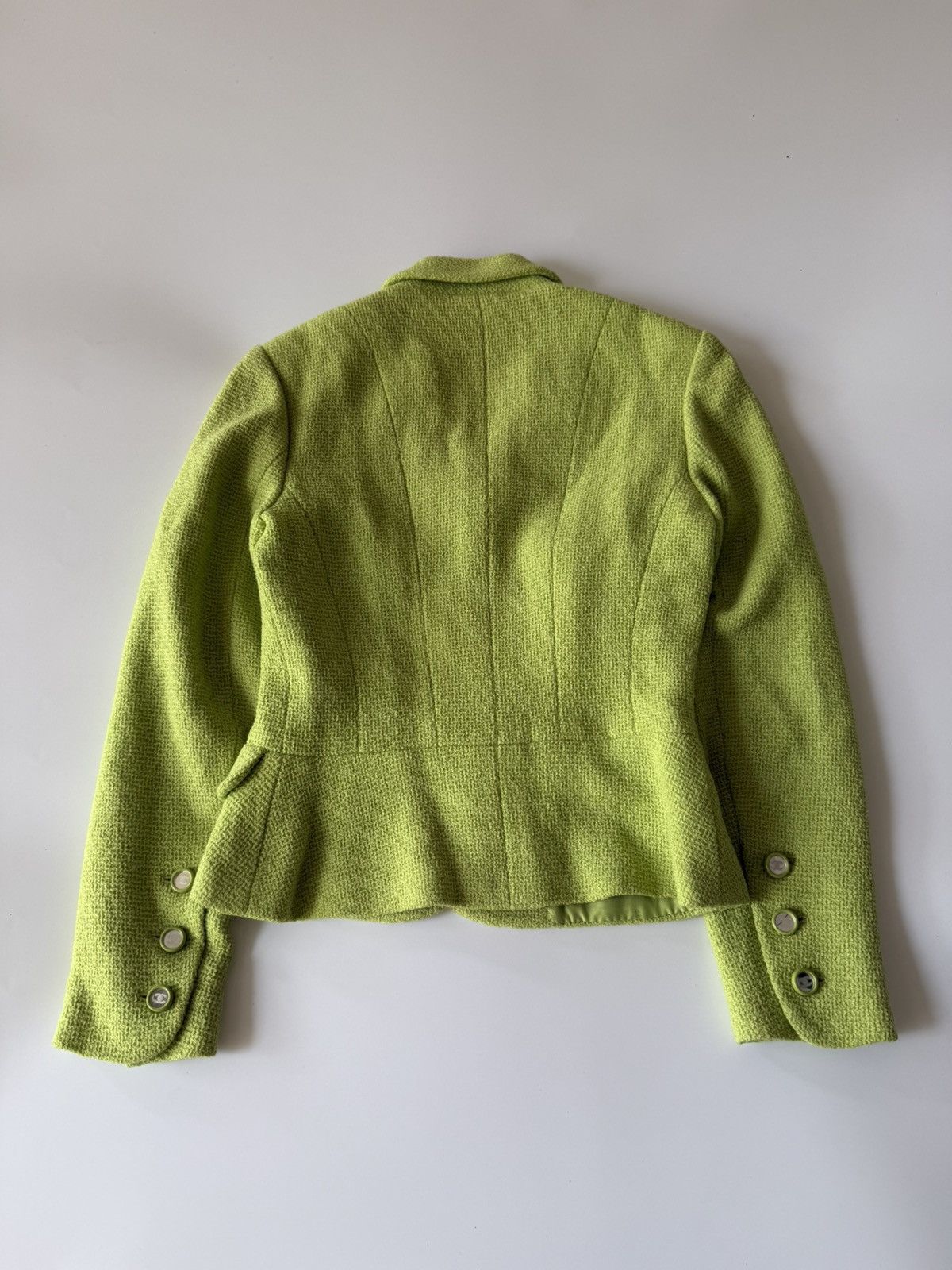 Chanel Chanel Boutique 1995 Lime Green Wool Tweed Blazer Size S / US 4 / IT 40 - 2 Thumbnail