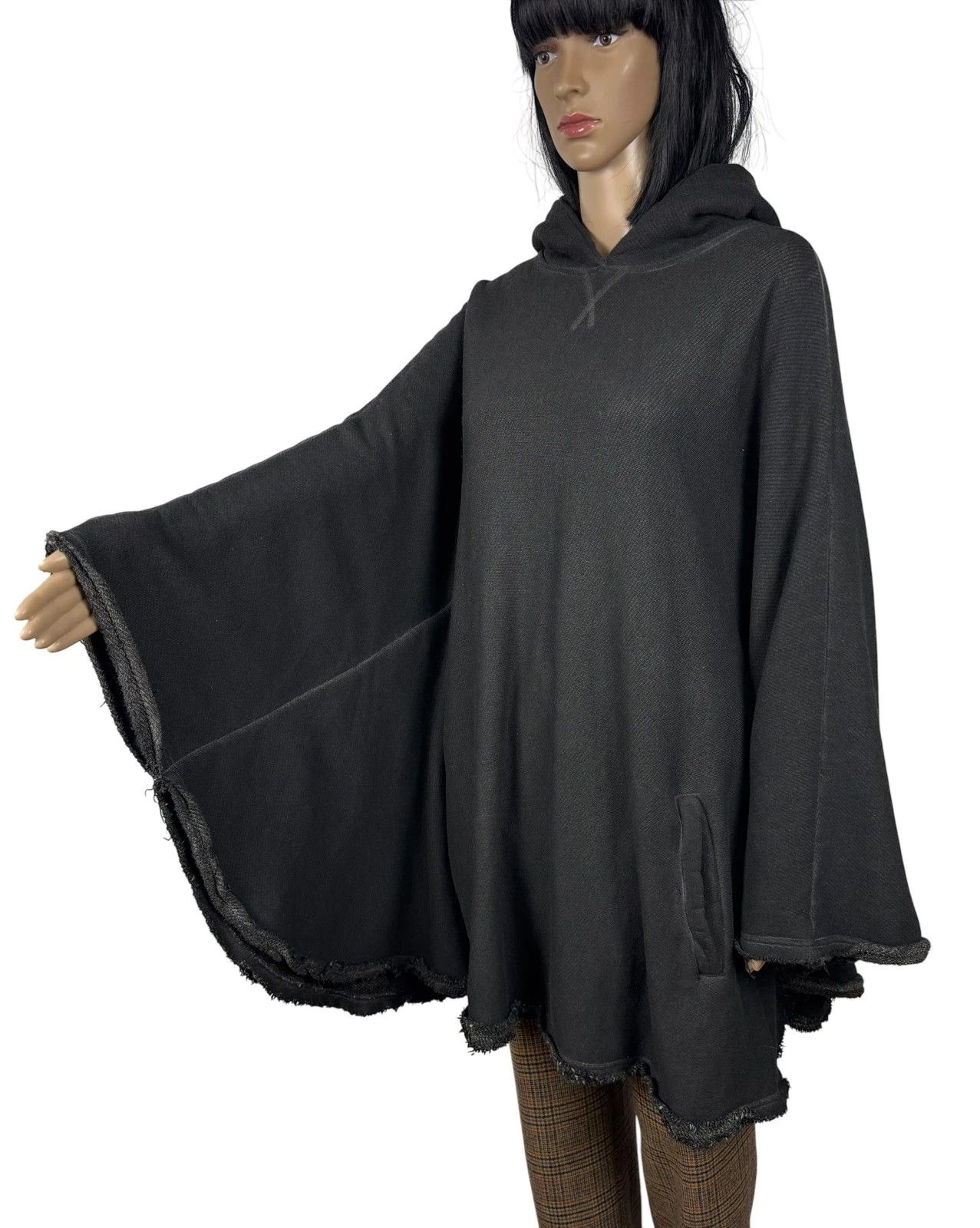 hannes roether Hannes Roether Poncho Hooded Cotton Garment Dyed One Size Size ONE SIZE - 9 Thumbnail