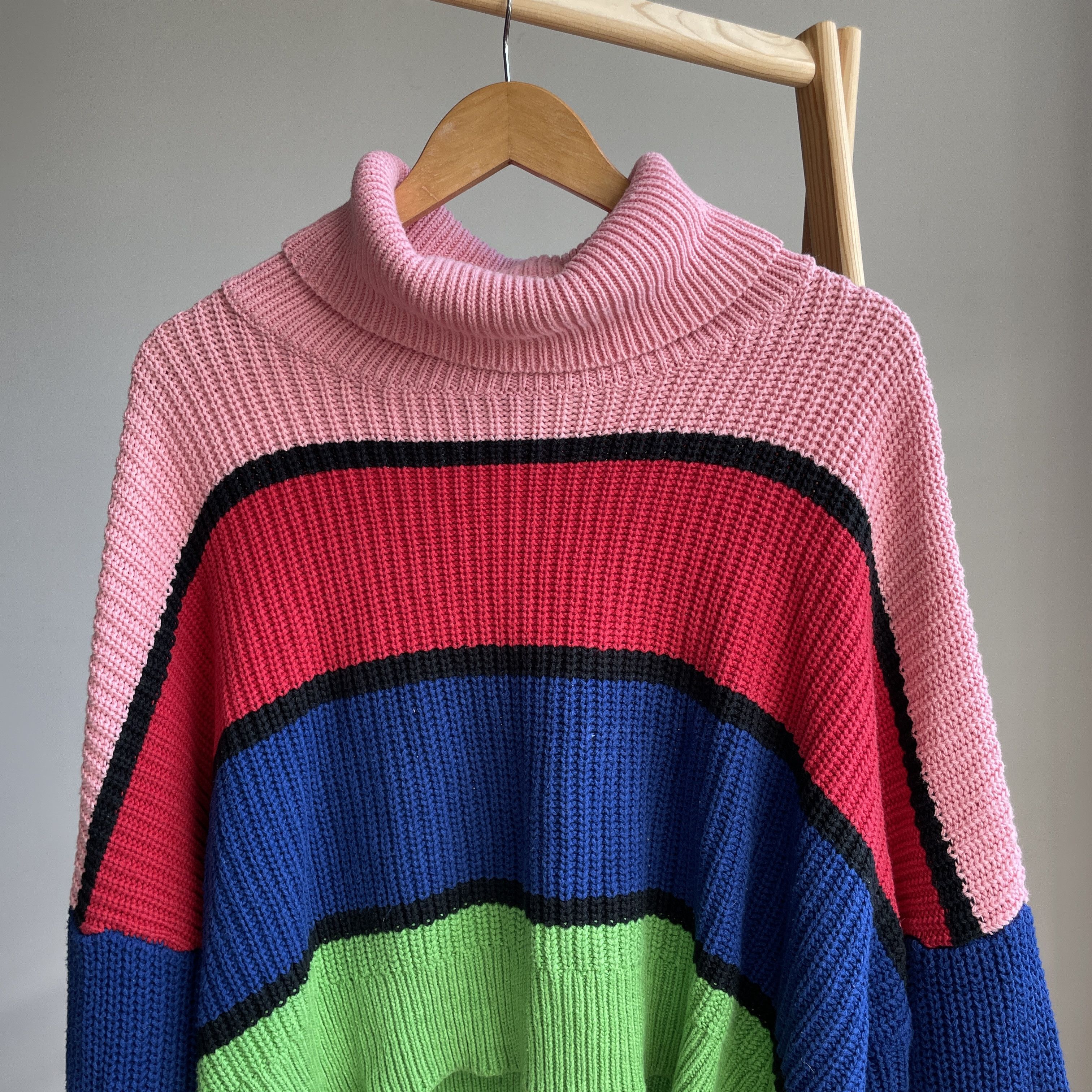 Lazy Oaf Lazy Oaf Bright Striped Turtleneck Oversized Womens Sweater Size L / US 10 / IT 46 - 4 Thumbnail