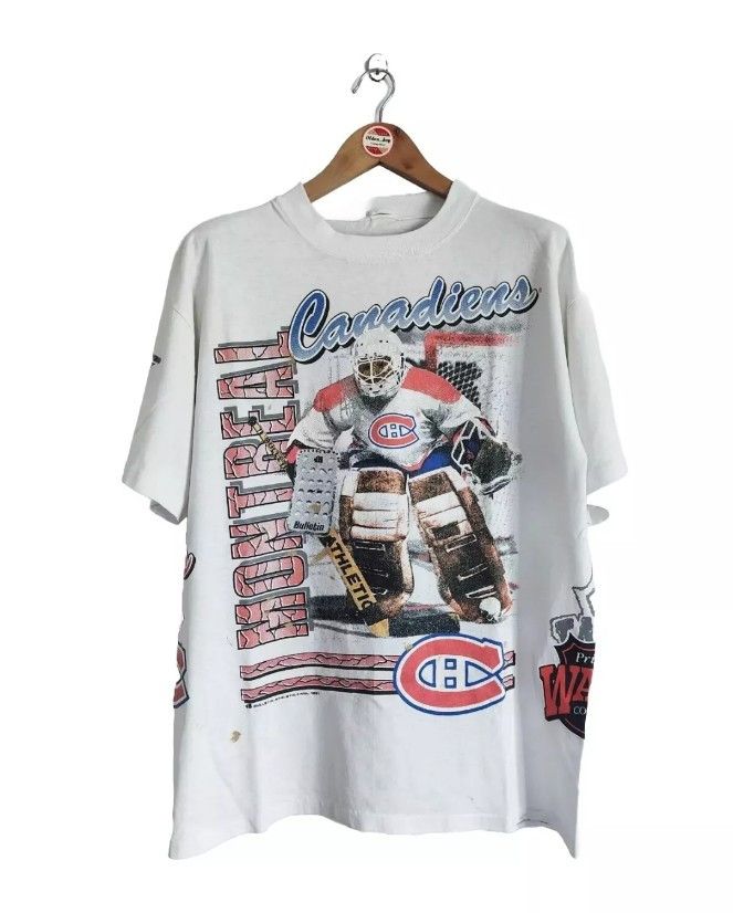 image of Hockey x Nhl Vintage Montreal Canadian All Over Print 1991 T- Shirt in White, Men's (Size XL)
