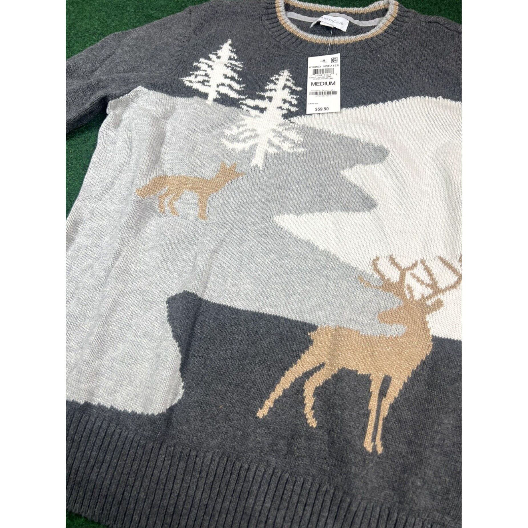 Charter Club Charter Club Whimsy Sweater Womens Size Medium Holiday Snow Reindeer New $59.50 Size M / US 6-8 / IT 42-44 - 4 Thumbnail