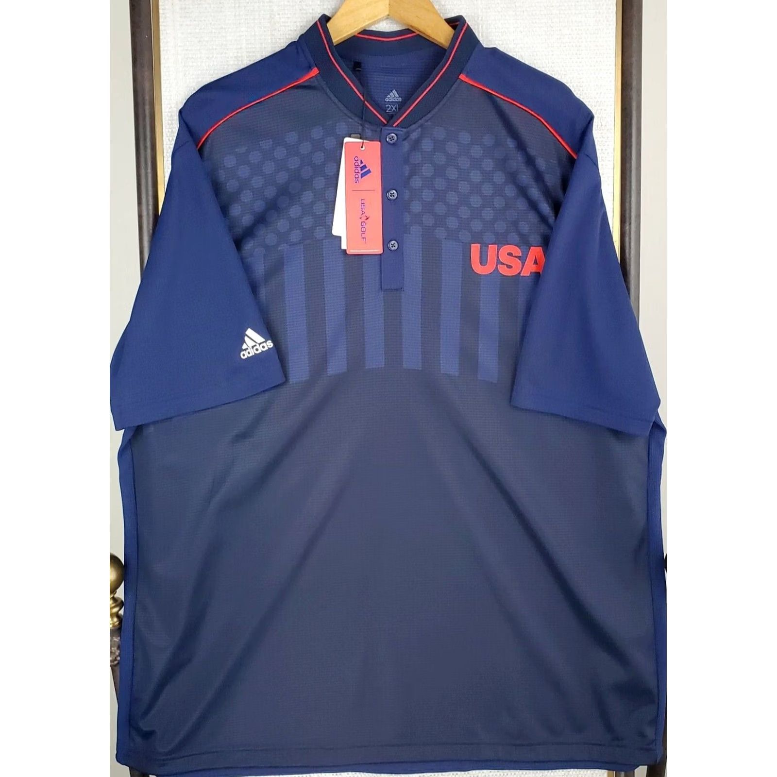 Adidas VINTAGE Adidas USA Golf Henley Polo Shirt 2XL Mens Blue NWT Size US XXL / EU 58 / 5 - 3 Thumbnail