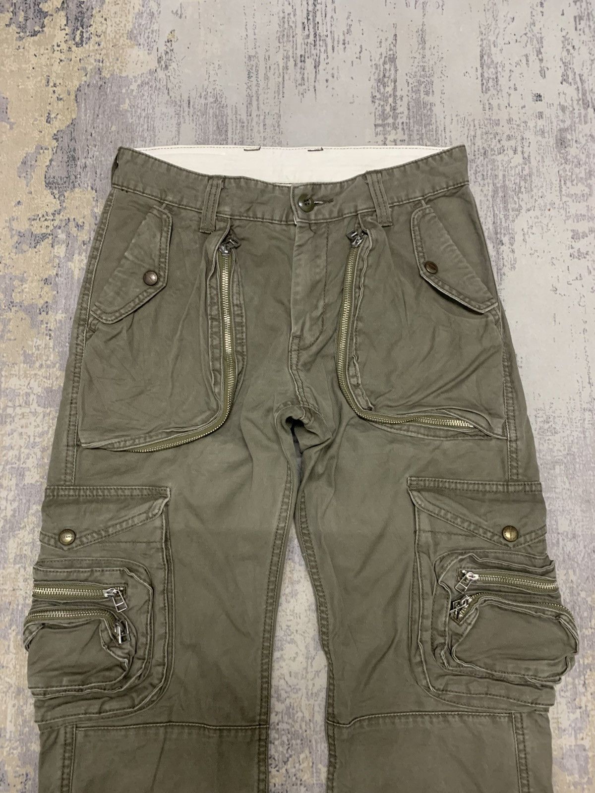 Lee VTG Lee 3D Zipper Pocket Cargo Pants Tactical Olive W29 Size US 29 - 2 Thumbnail