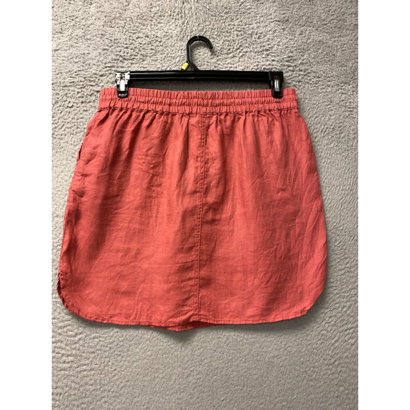 Vintage Smith Linen Mini Skirt Women’s M Brick Elastic Drawstring Waist Short Pockets Size 32" / US 10 / IT 46 - 5 Thumbnail