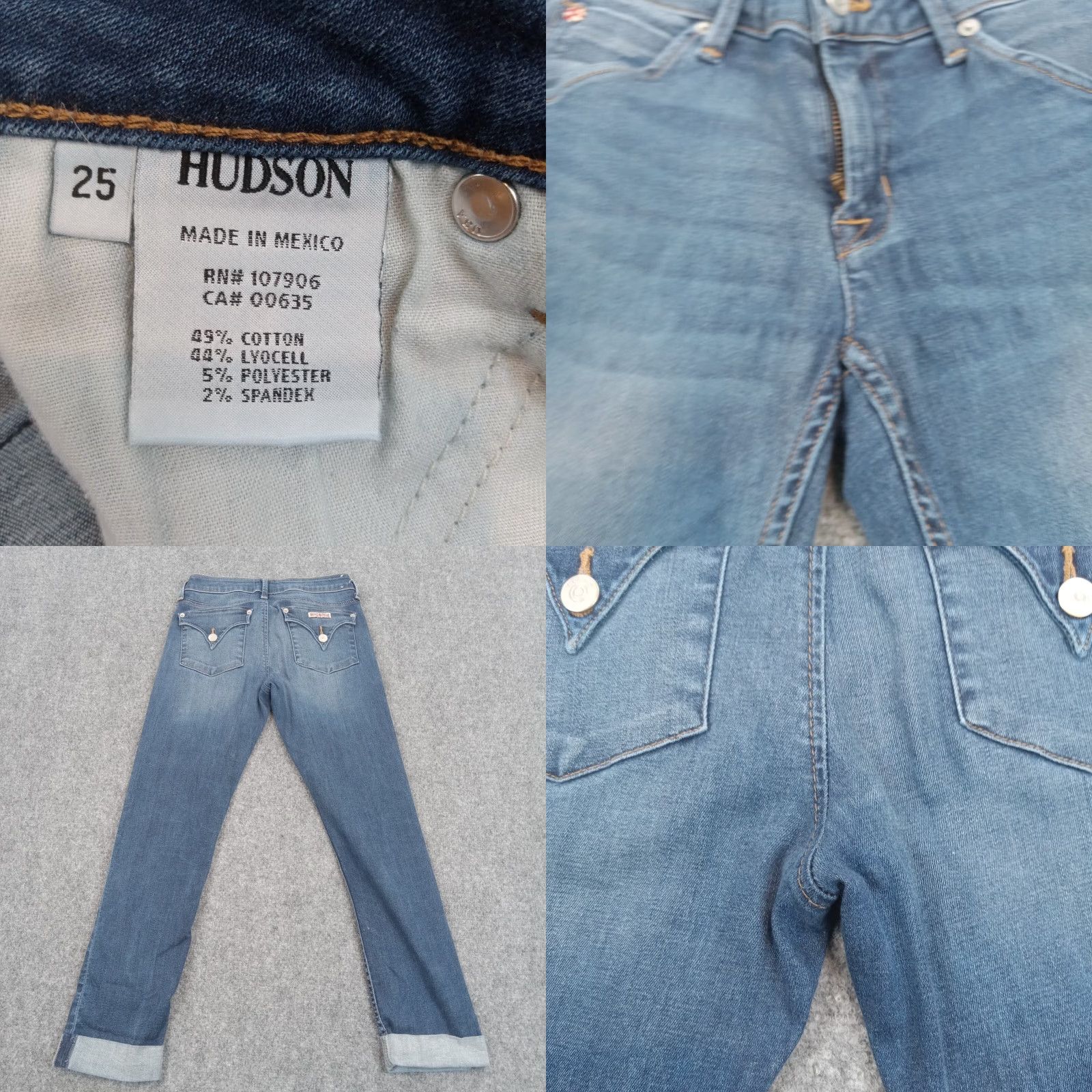 Hudson Hudson Womens Blue Denim Straight Leg Jeans Size 25 (26x26) Stretch Size 42" / US 20 - 8 Thumbnail