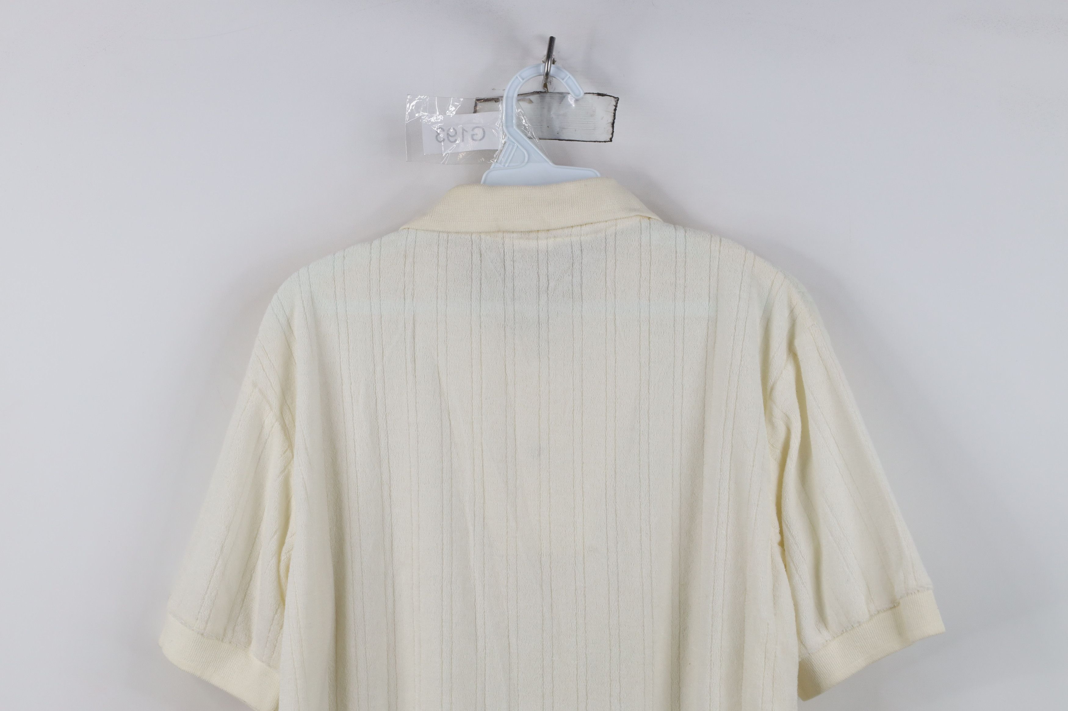 Vintage Vintage 70s Streetwear Terry Cloth Collared Polo Shirt Cream Size US L / EU 52-54 / 3 - 10 Thumbnail