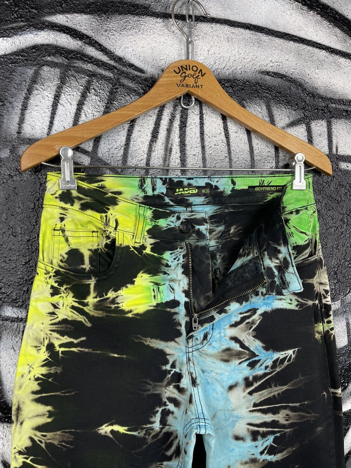 Jaded London Jaded London Tie-Dye Blue/Green Boyfriend Fit Women’s Jeans Size 26" / US 2 / IT 38 - 5 Thumbnail