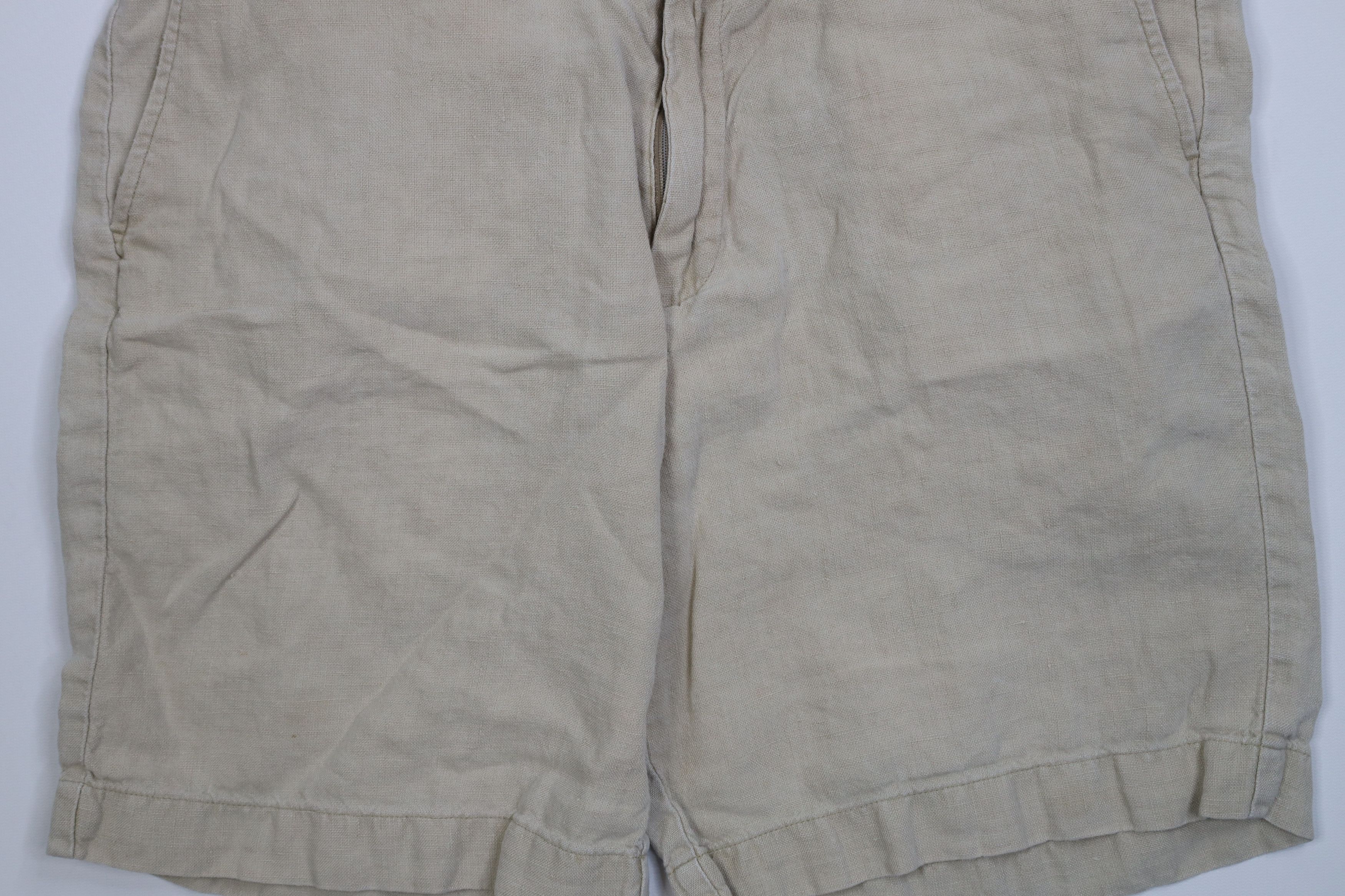 Ralph Lauren Vintage 90s Ralph Lauren Linen Above Knee Chino Shorts Beige Size US 34 / EU 50 - 3 Thumbnail
