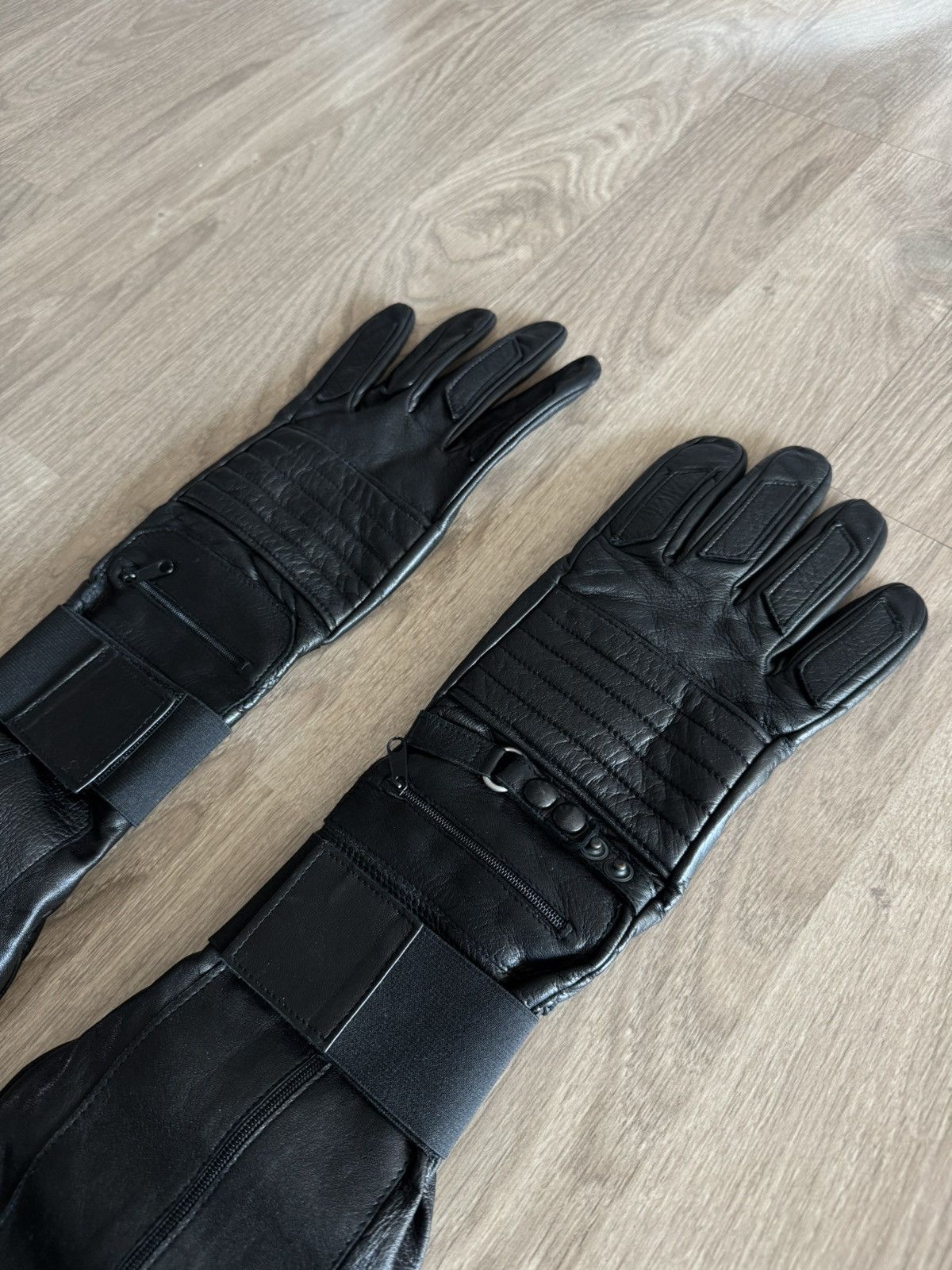 Raf Simons A/W 2007 Long Leather Biker Gloves Size ONE SIZE - 2 Thumbnail