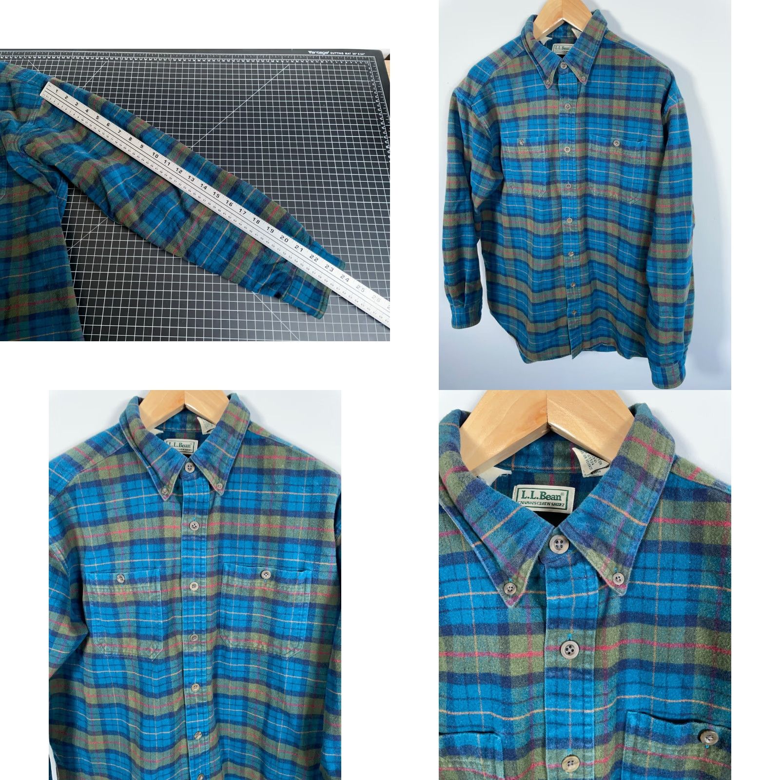 Vintage L.L. Bean Chamois Cloth Shirt Mens 2XL Tall Blue Green Plaid Workwear Shirt Size US XXL / EU 58 / 5 - 8 Thumbnail
