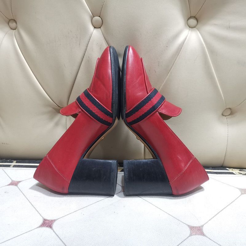 Gucci Gucci Red Suede Double G Chunky Heels - Size US 7.5 / EU 40-41 - 3 Thumbnail