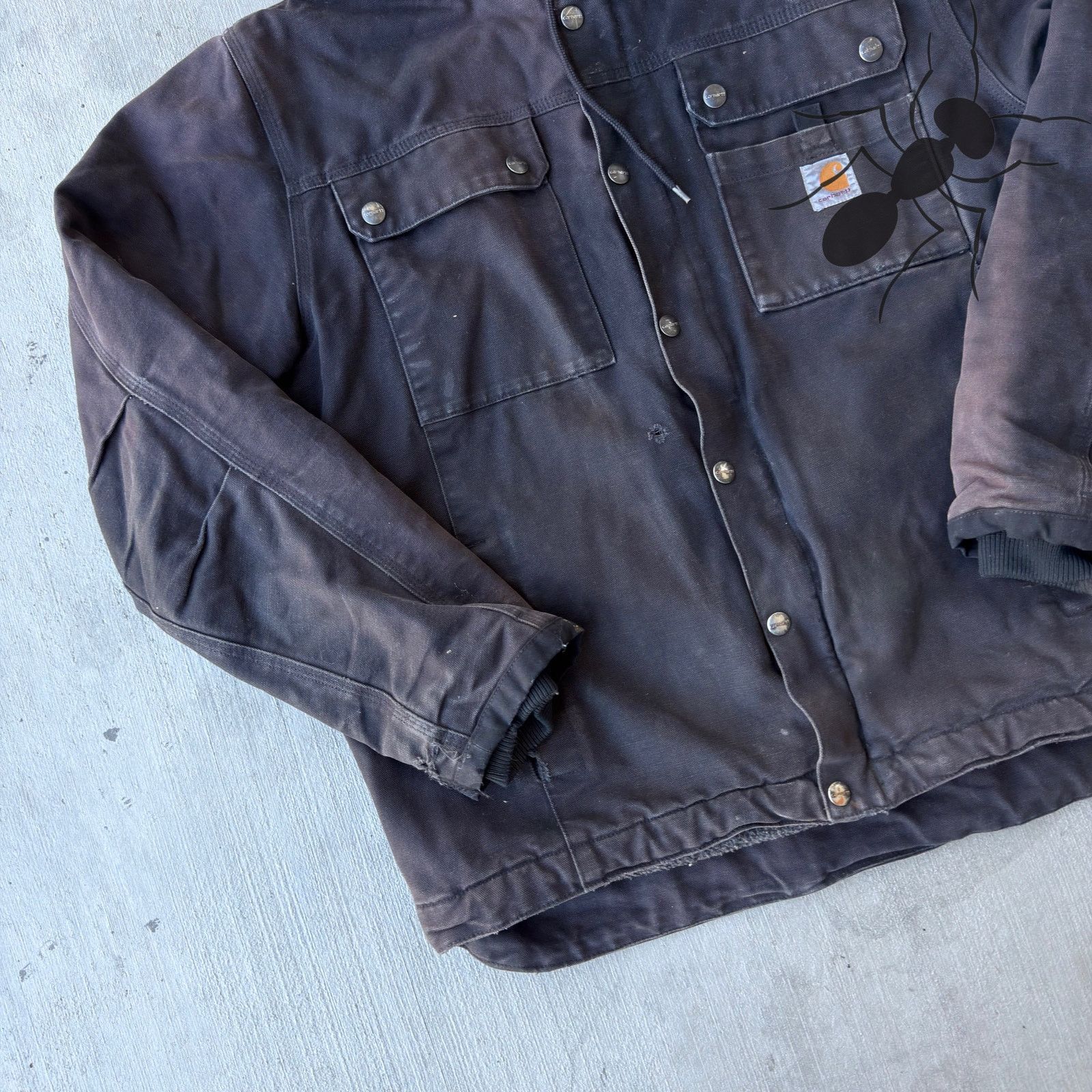 Carhartt × Vintage Carhartt black hooded button up work wear jacket Size US M / EU 48-50 / 2 - 2 Thumbnail