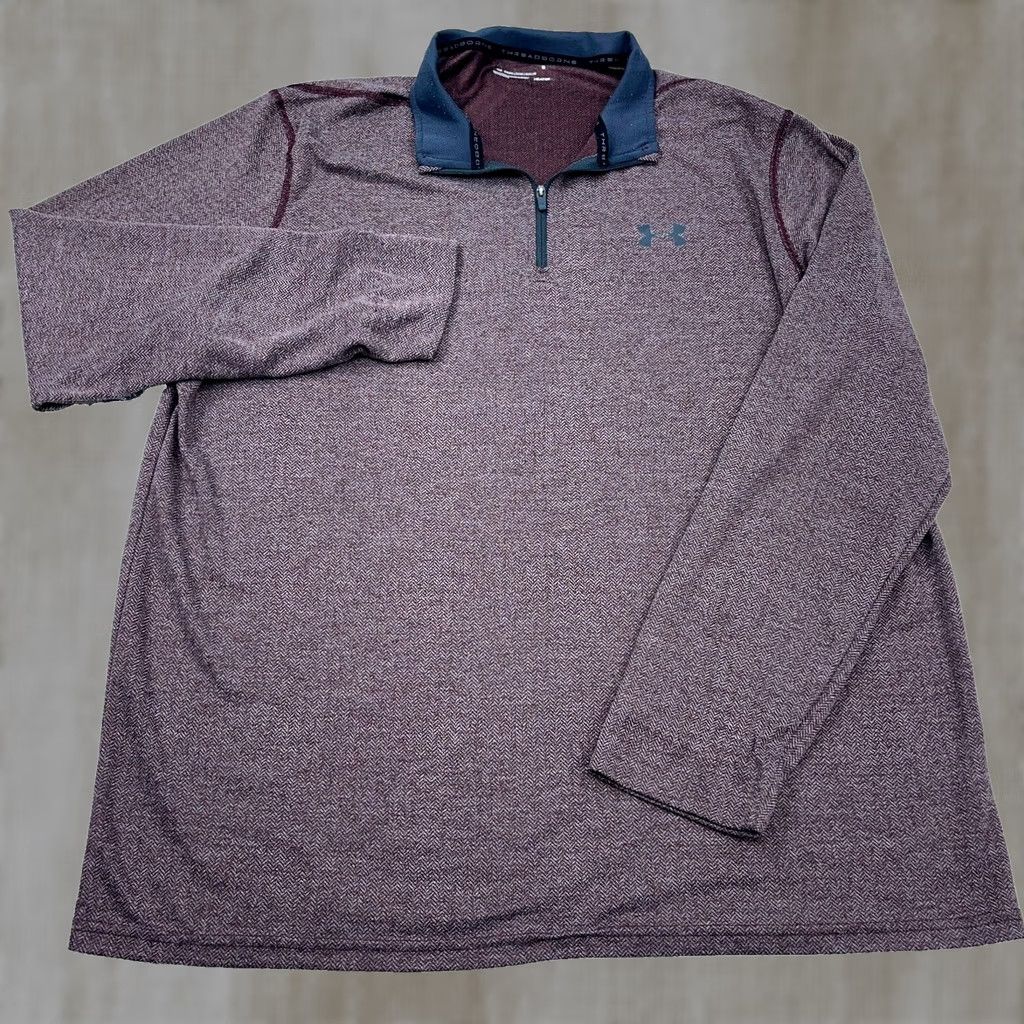 Under Armour Under armour Shirt Mens XL Red Men Maroon Pullover Quarter Zio Herringbone Threadborne Size US XL / EU 56 / 4 - 1 Thumbnail