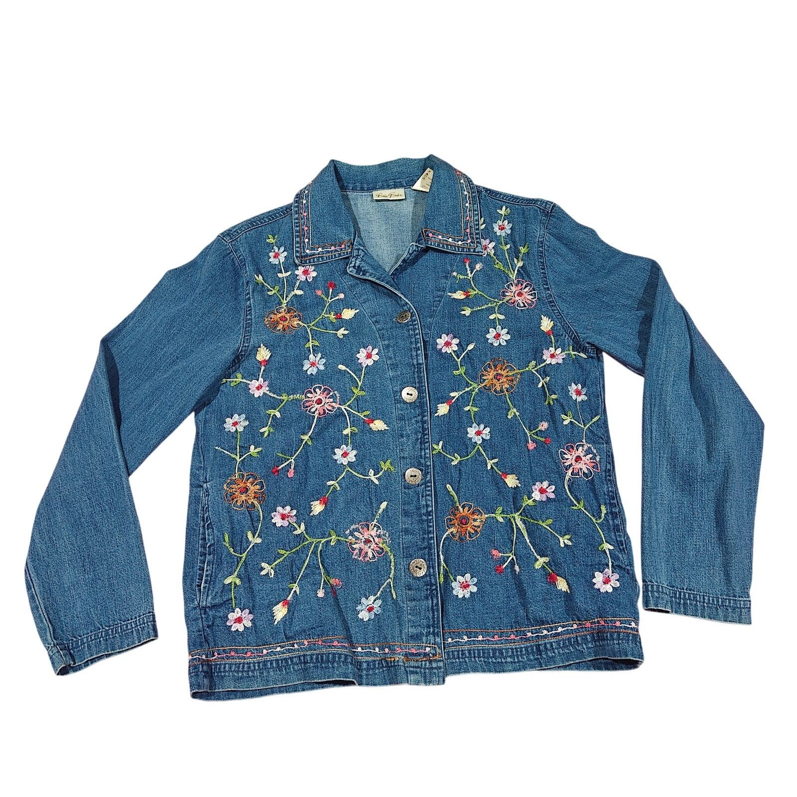 Vintage Vintage Bobbie Brooks Floral Vine Embroidered Jean Jacket S Size S / US 4 / IT 40 - 1 Thumbnail