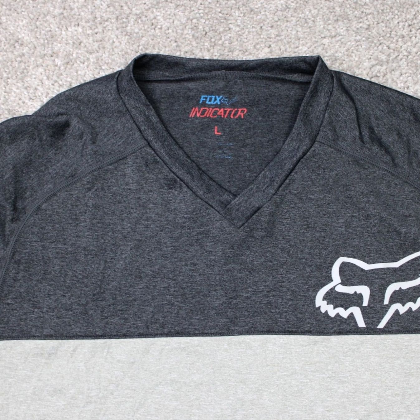 Fox Racing Fox Racing Indicator Shirt Mens Large Gray Zipper Stash Pocket Vented S/S Jersey Size US L / EU 52-54 / 3 - 3 Thumbnail