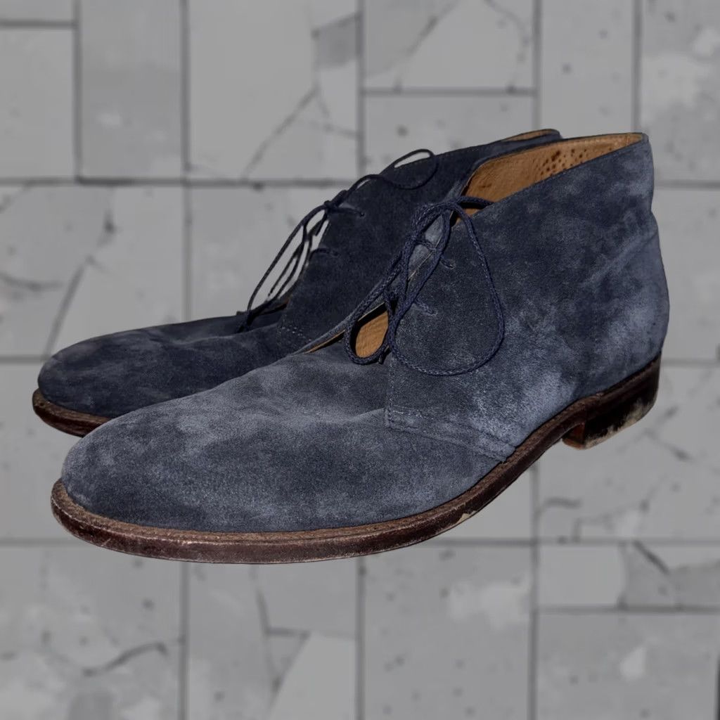 J.Crew VINTAGE J.CREW Blue Suede Leather Boots Mens Size 11 Chukka Boots Leather Mens 11 Blue Leather Boots Size US 11 / EU 44 - 1 Thumbnail