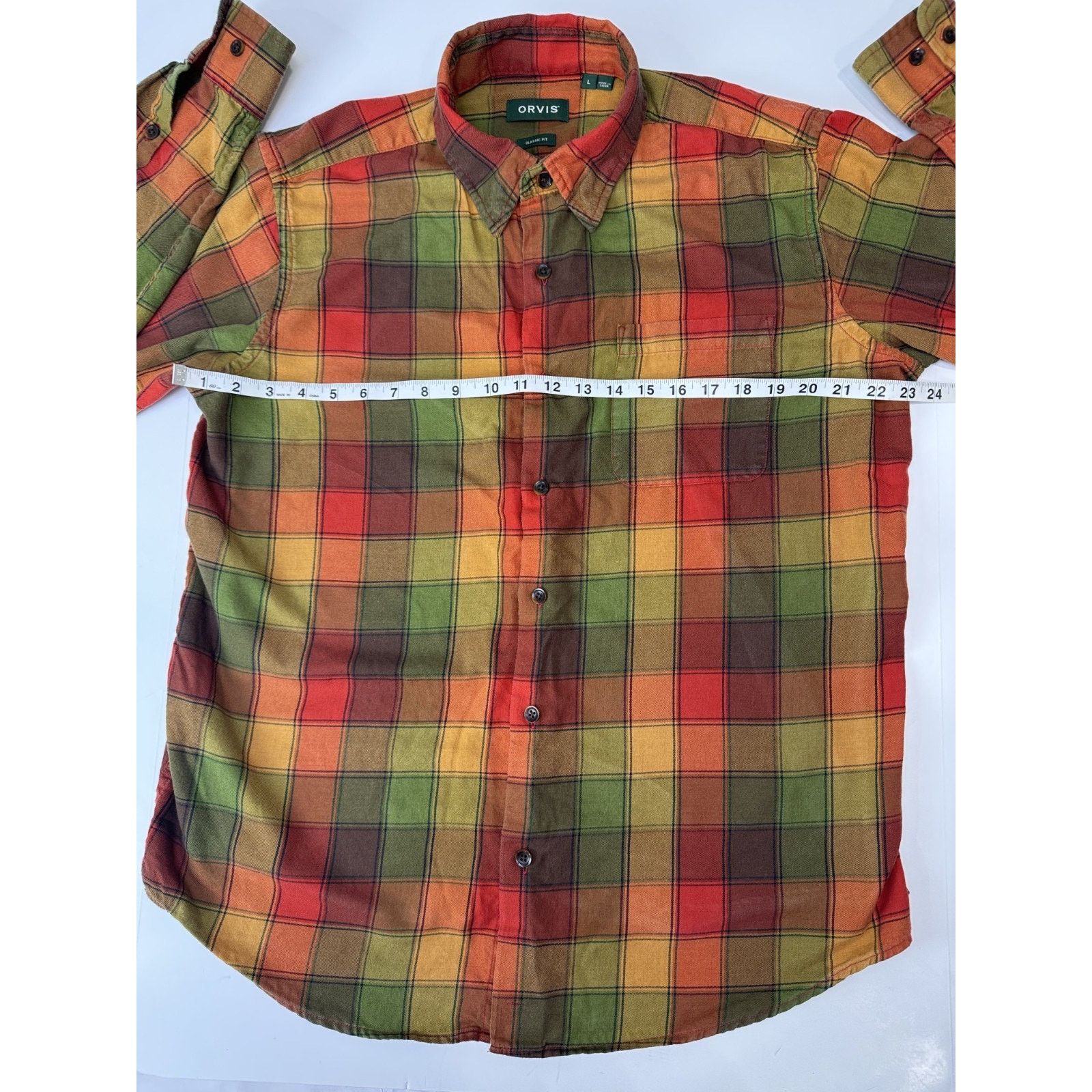 Orvis Orvis Plaid Triblend Flannel Shirt L Cotton Tencel Wool L Size US L / EU 52-54 / 3 - 3 Thumbnail