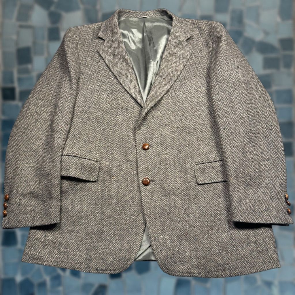 Levi's VINTAGE Levi Strauss Blazer Men 44 Tailored Classic Brown Wool Tweed Herringbone Jacket Blazer Lightweight Wool/ Tweed (Single-Breasted, Notch Lapel) Size 44R - 1 Thumbnail