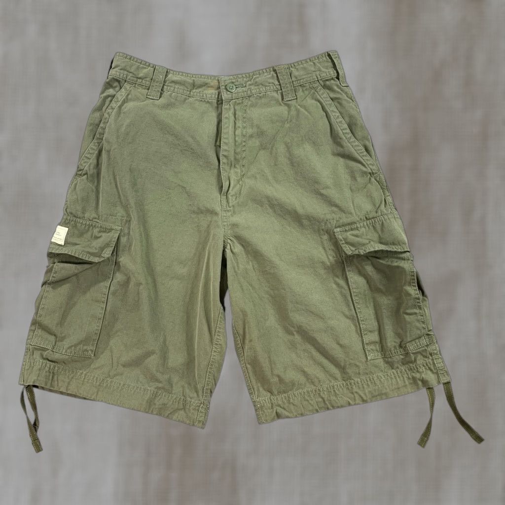 VINTAGE Urban Pipeline Cargo Shorts Mens 32 Olive Green Cotton Baggy Gorpcore Y2K Beach Outdoors Hip Hop Retro