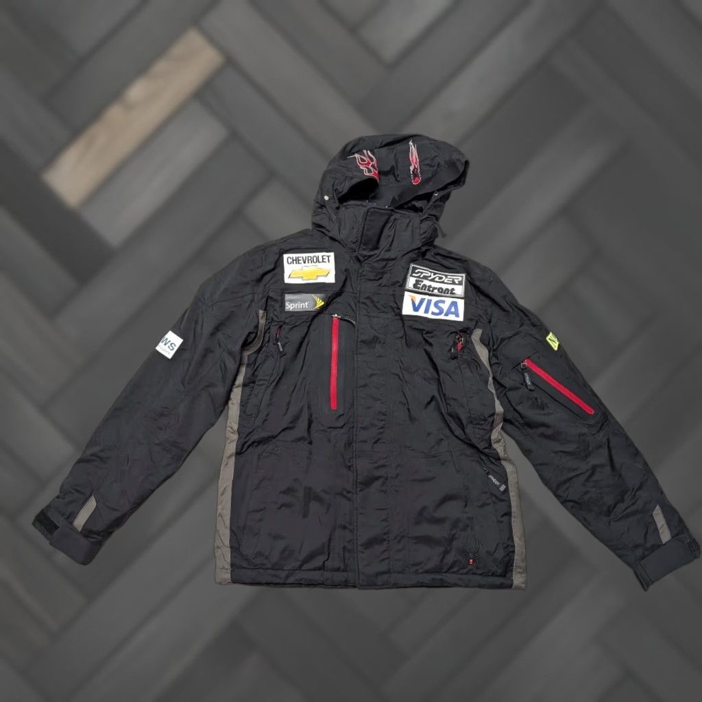 Spyder VINTAGE Spyder Jacket - USA Ski Team Coat S Black with SPONSORS Patches Hooded Mens XS? Size US S / EU 44-46 / 1 - 1 Thumbnail