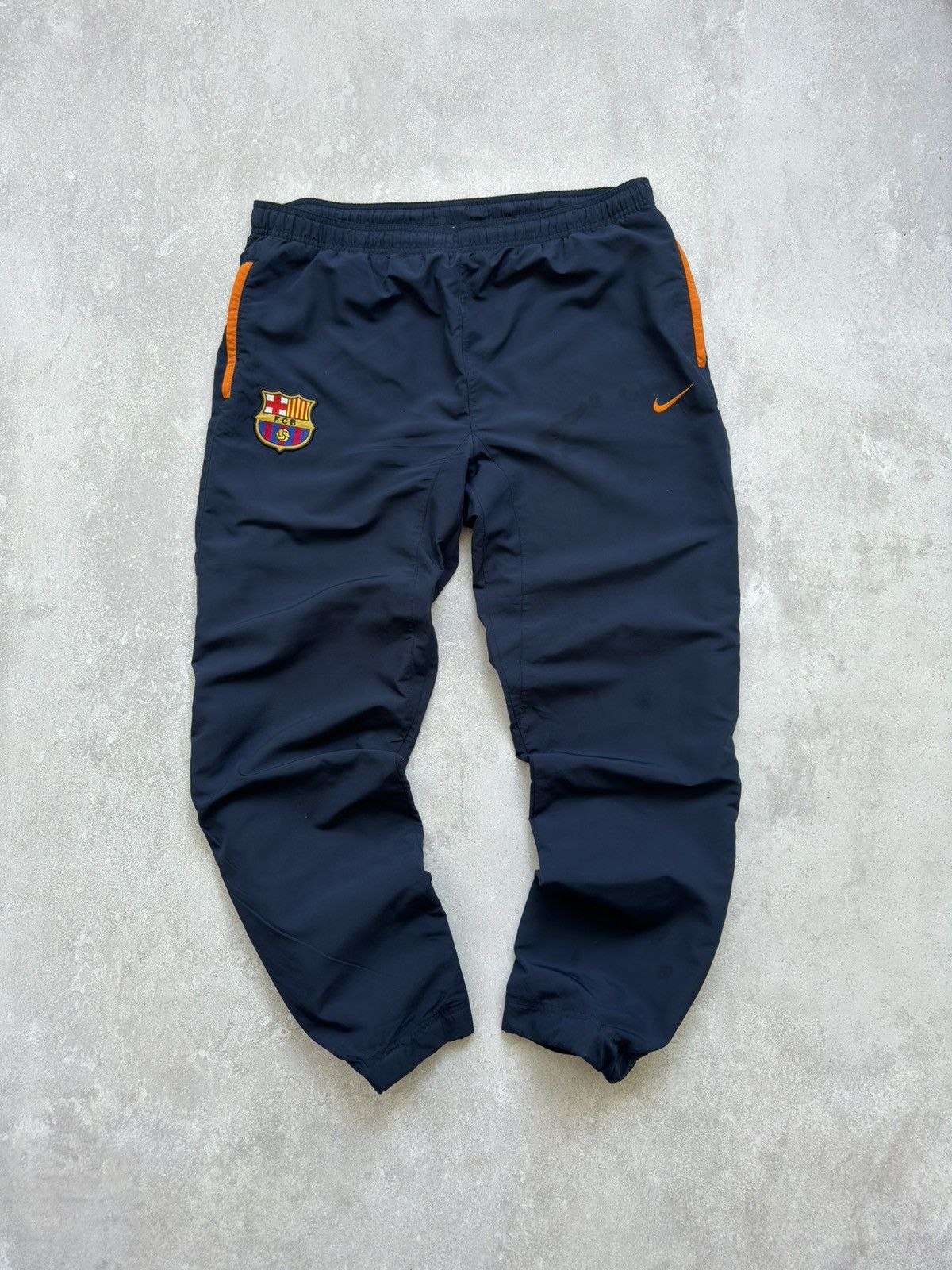 Nike × Vintage Nike Vintage Nylon F.C Barcelona Drill Pants Football Swoosh Size US 36 / EU 52 - 1 Thumbnail