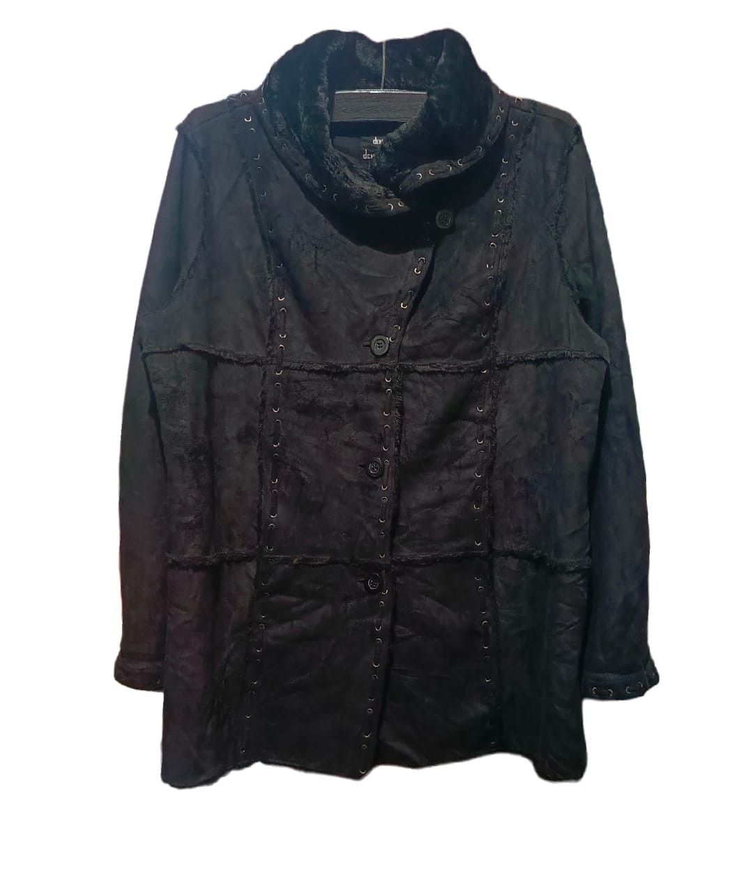 Pre-owned 14th Addiction X Kmrii Dennis Basso~ Crazy Fur Embroidered Suede Leather Coat In Black