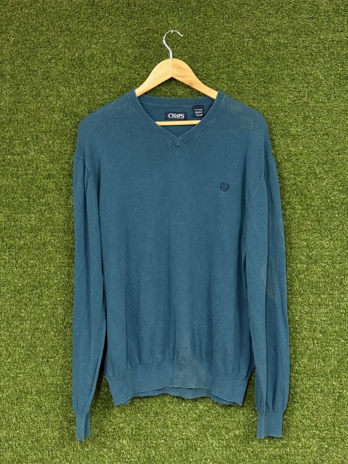 Chaps Chaps Crest Logo Blue V Neck Knit Sweater XL Size US XL / EU 56 / 4 - 1 Thumbnail