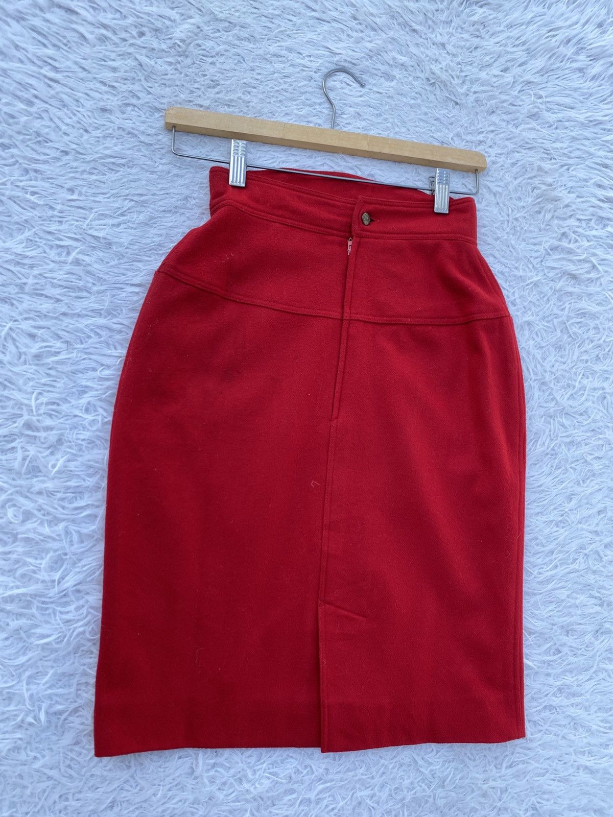 Fendi Rare Vintage 70s FENDI Red Wool Skirt Size 23" - 2 Thumbnail