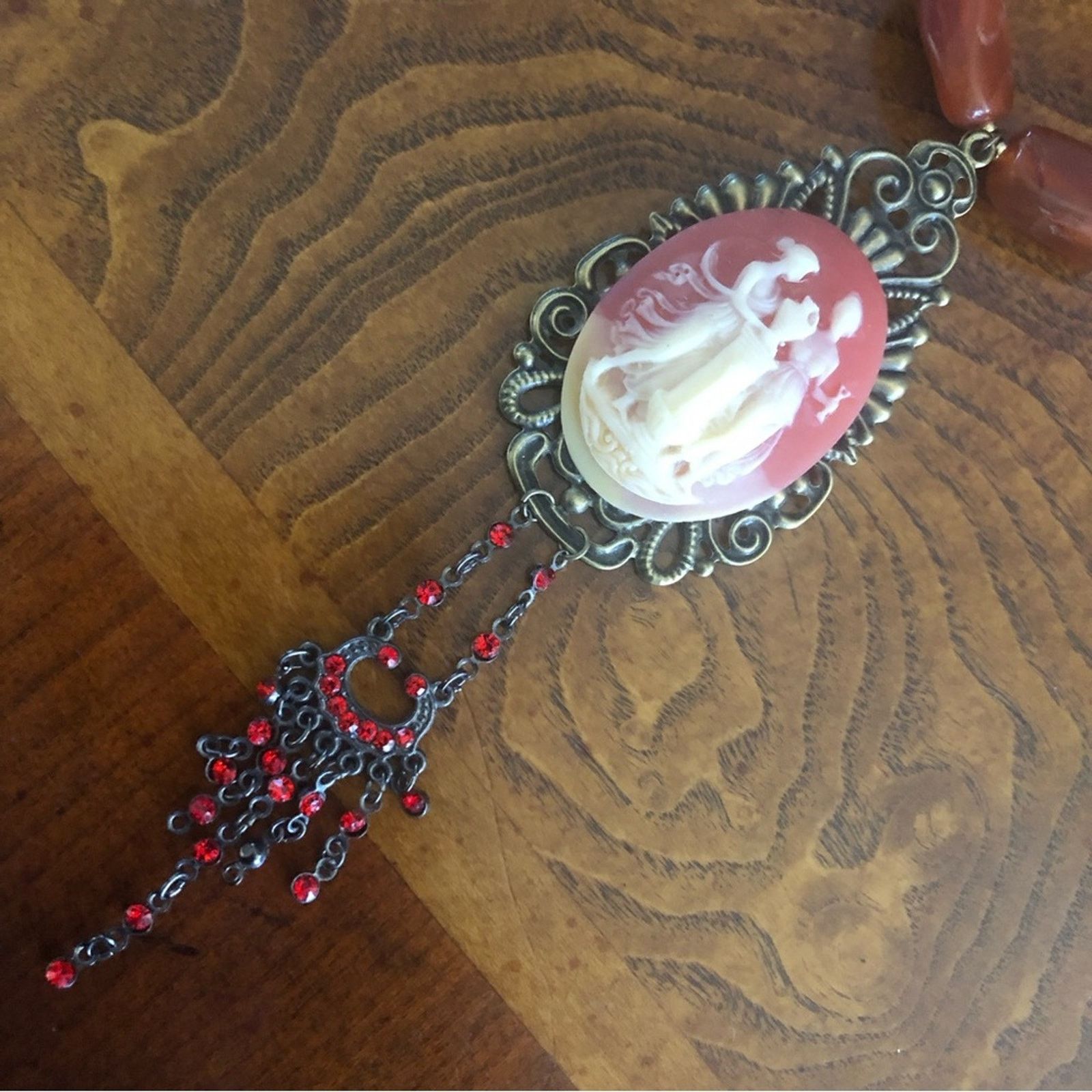 Handmade Handcrafted repurpose antique cameo quartz Pearl necklace Size ONE SIZE - 9 Thumbnail